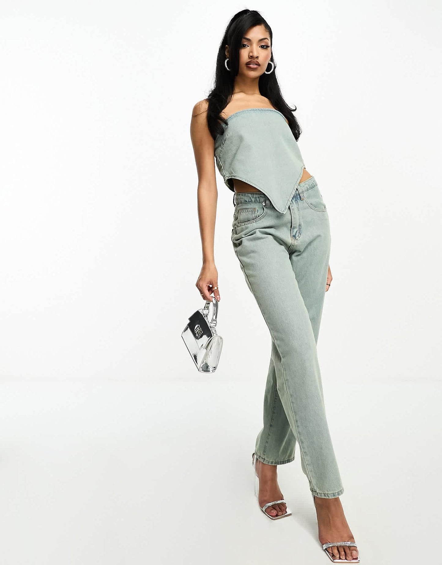Fae denim hankerchief top co - ord in dirty bleach blue - ASOS Sample Sale EU Store