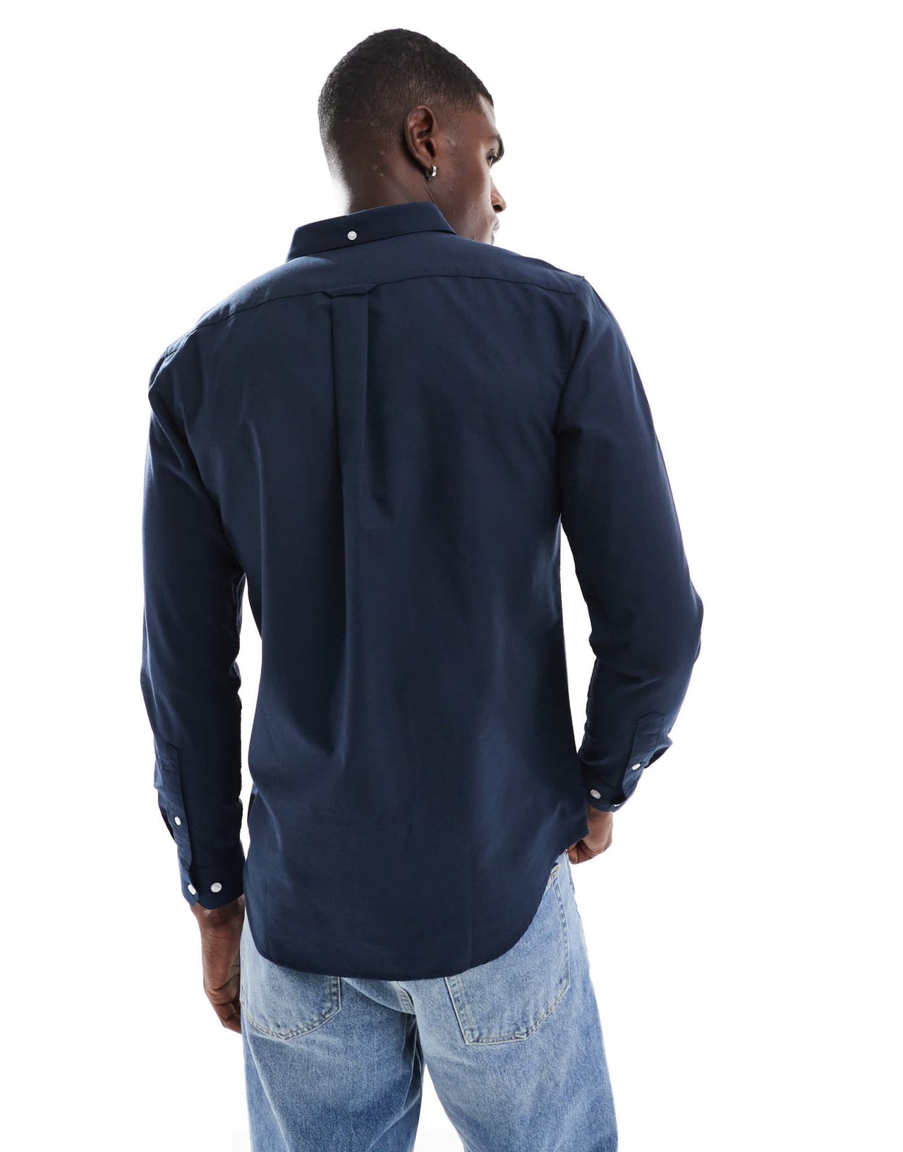 Farah Brewer slim fit oxford longsleeve shirt in navy - ASOS Sample Sale EU Store