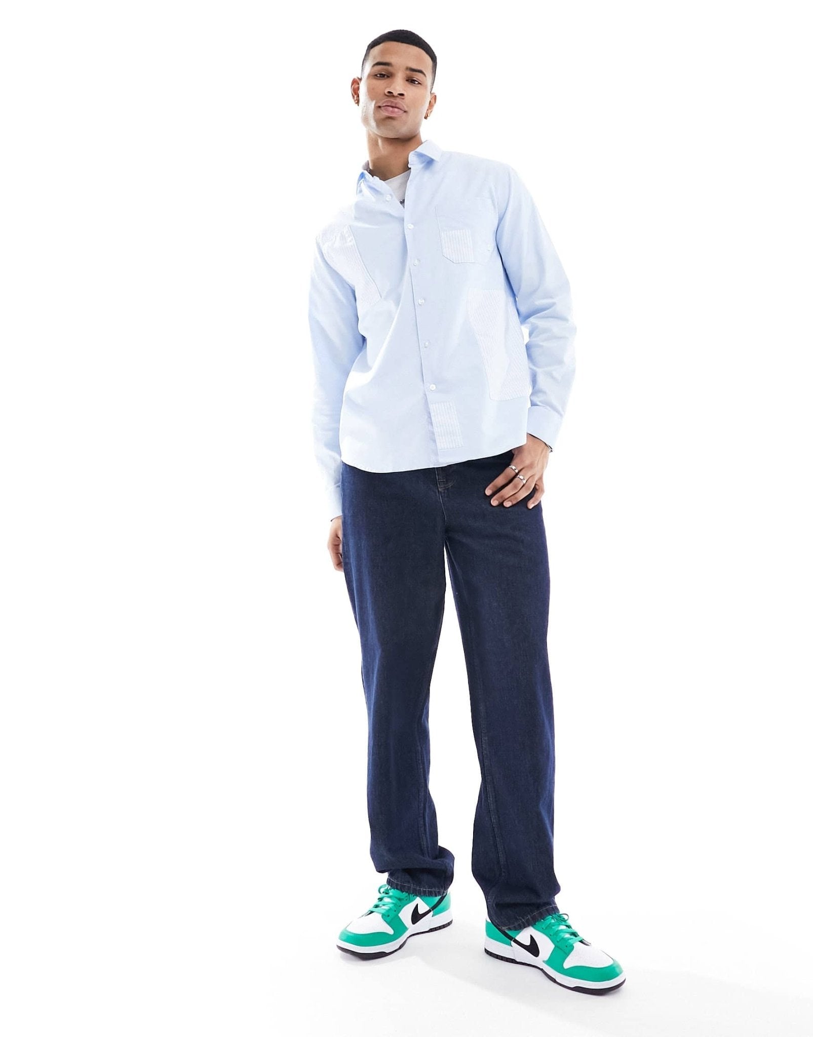 Farah Brewer slim fit patch shirt in blue - ASOS Sample Sale EU Store