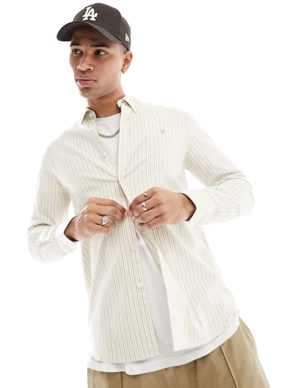 Farah Brewer slim fit stripe in white - ASOS Sample Sale EU Store