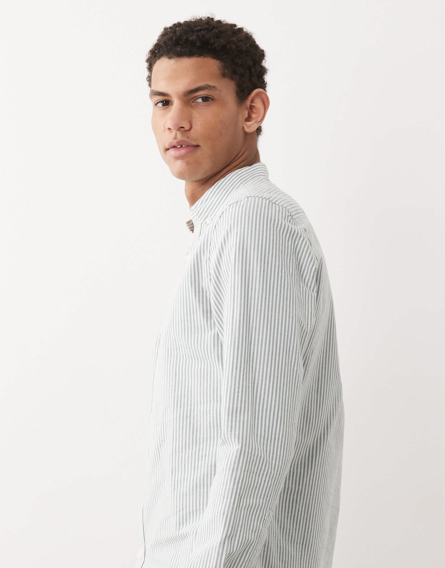 Farah Brewer stripe long sleeve shirt in green and white - ASOS Sample Sale EU Store