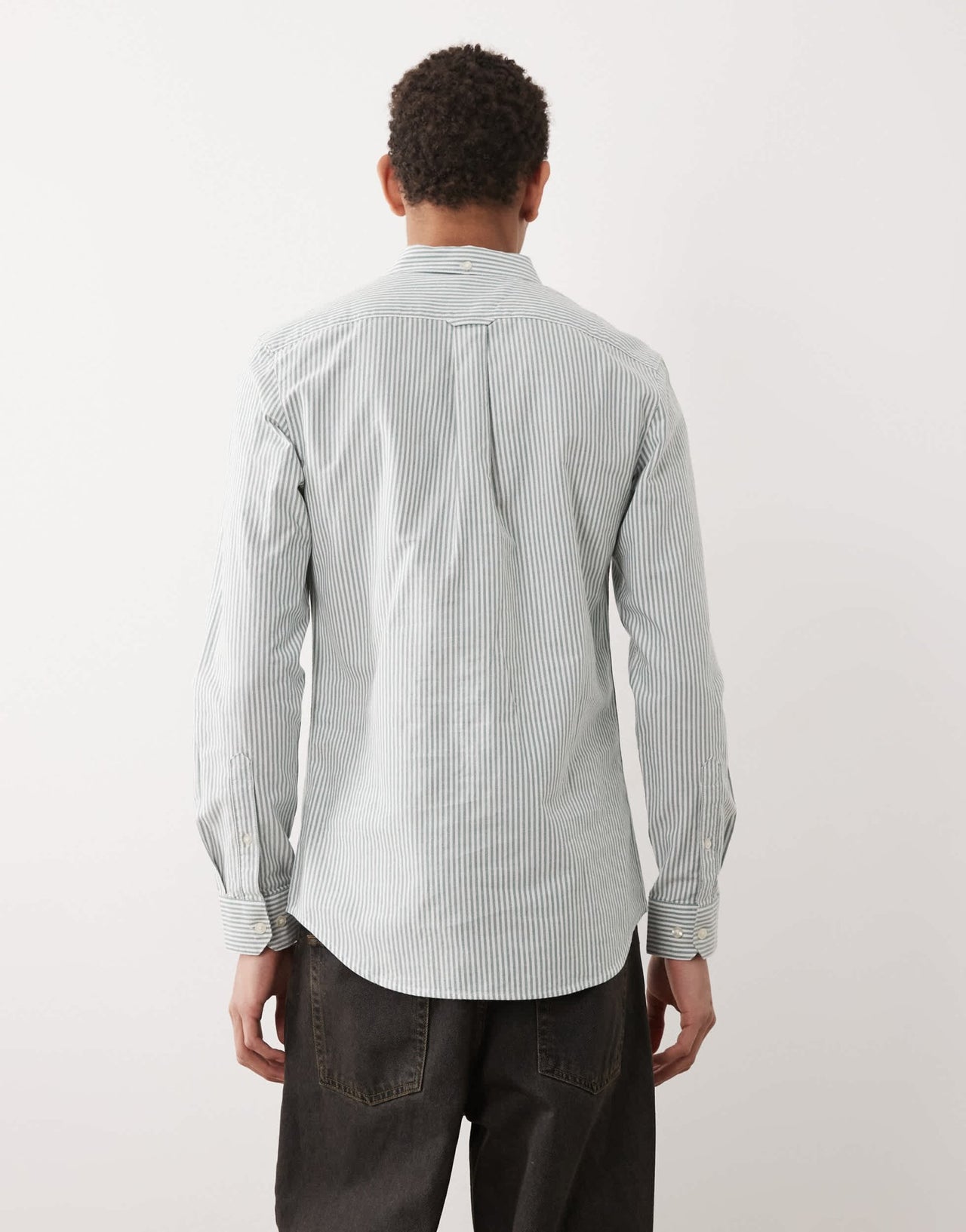 Farah Brewer stripe long sleeve shirt in green and white - ASOS Sample Sale EU Store