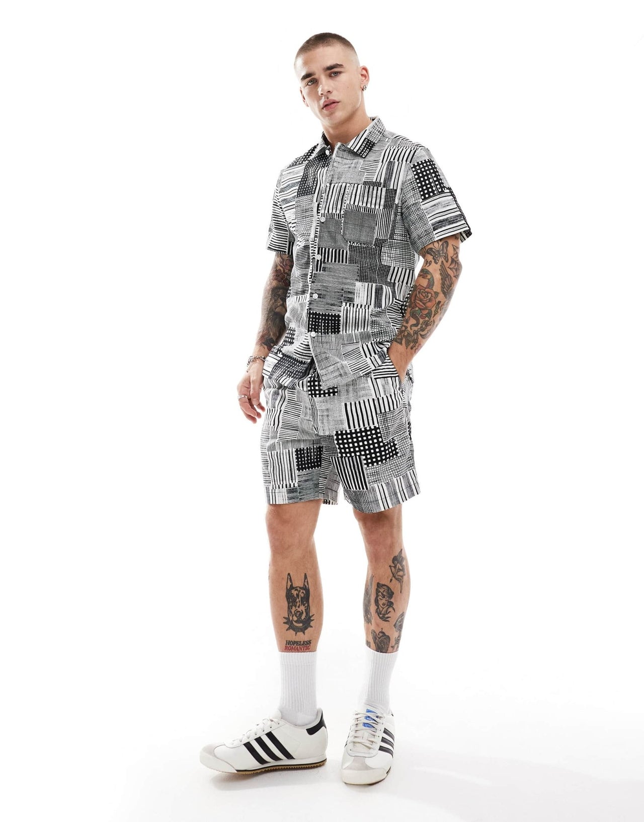 Farah chiltern co - ord short sleeve shirt in black and white archive print - ASOS Sample Sale EU Store