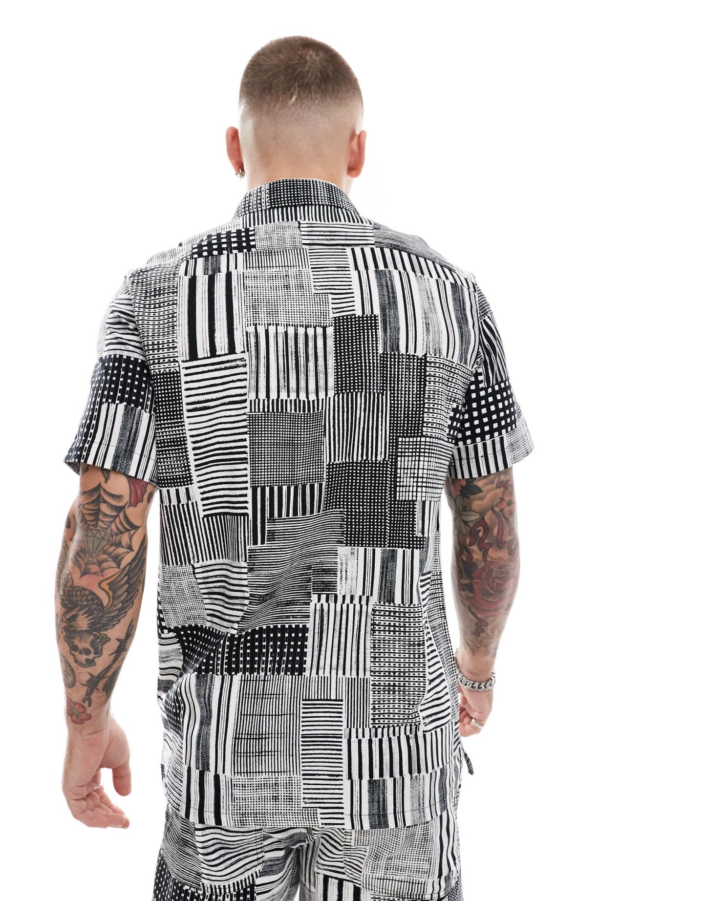 Farah chiltern co - ord short sleeve shirt in black and white archive print - ASOS Sample Sale EU Store