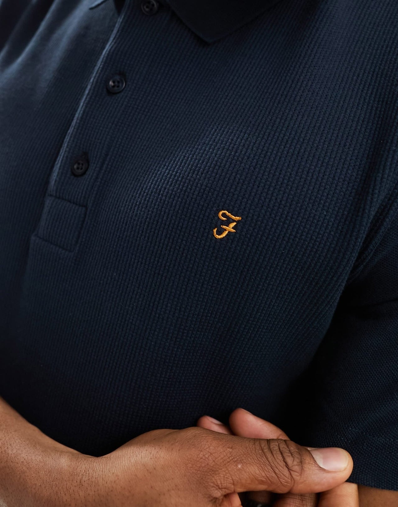 Farah foster waffle polo in navy - ASOS Sample Sale EU Store