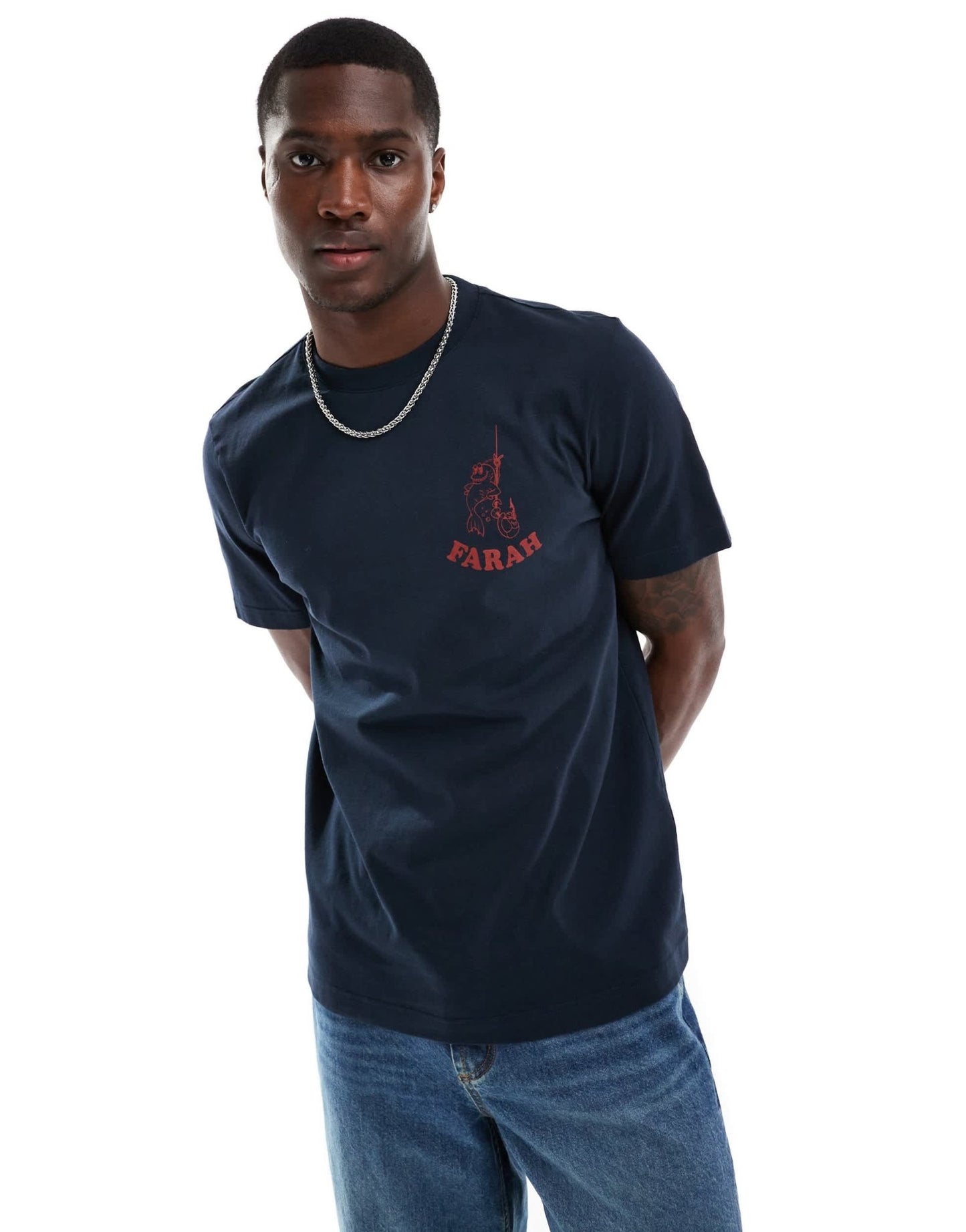Farah graphic back t-shirt in navy - ASOS Sample Sale EU Store