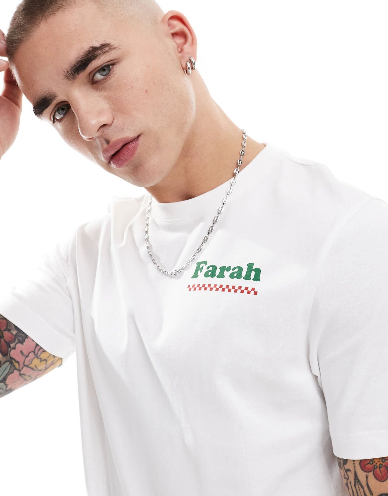 Farah powis t-shirt in white with pizzeria chest and back print - ASOS Sample Sale EU Store