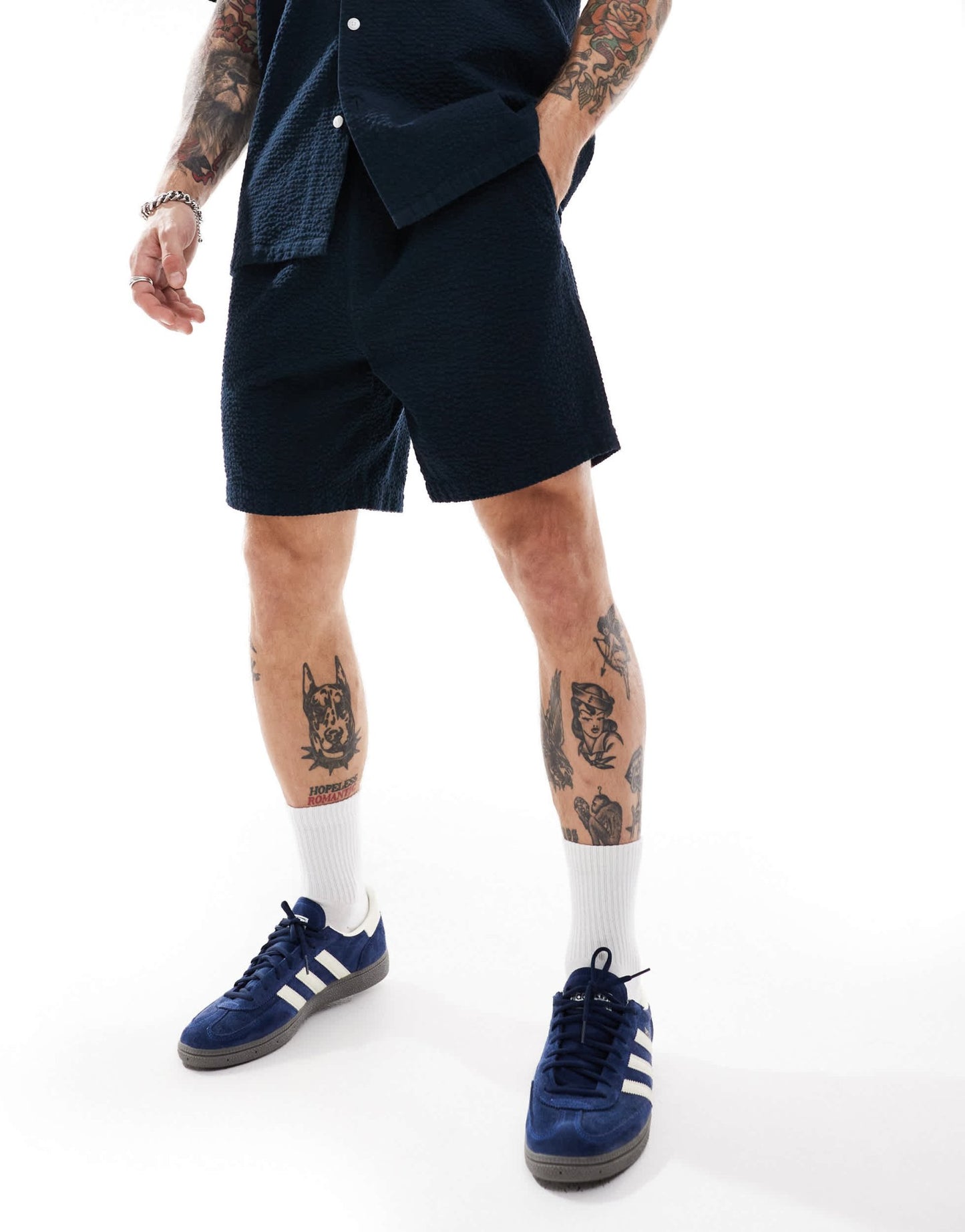 Farah redwald co - ord seersucker shorts in navy - ASOS Sample Sale EU Store