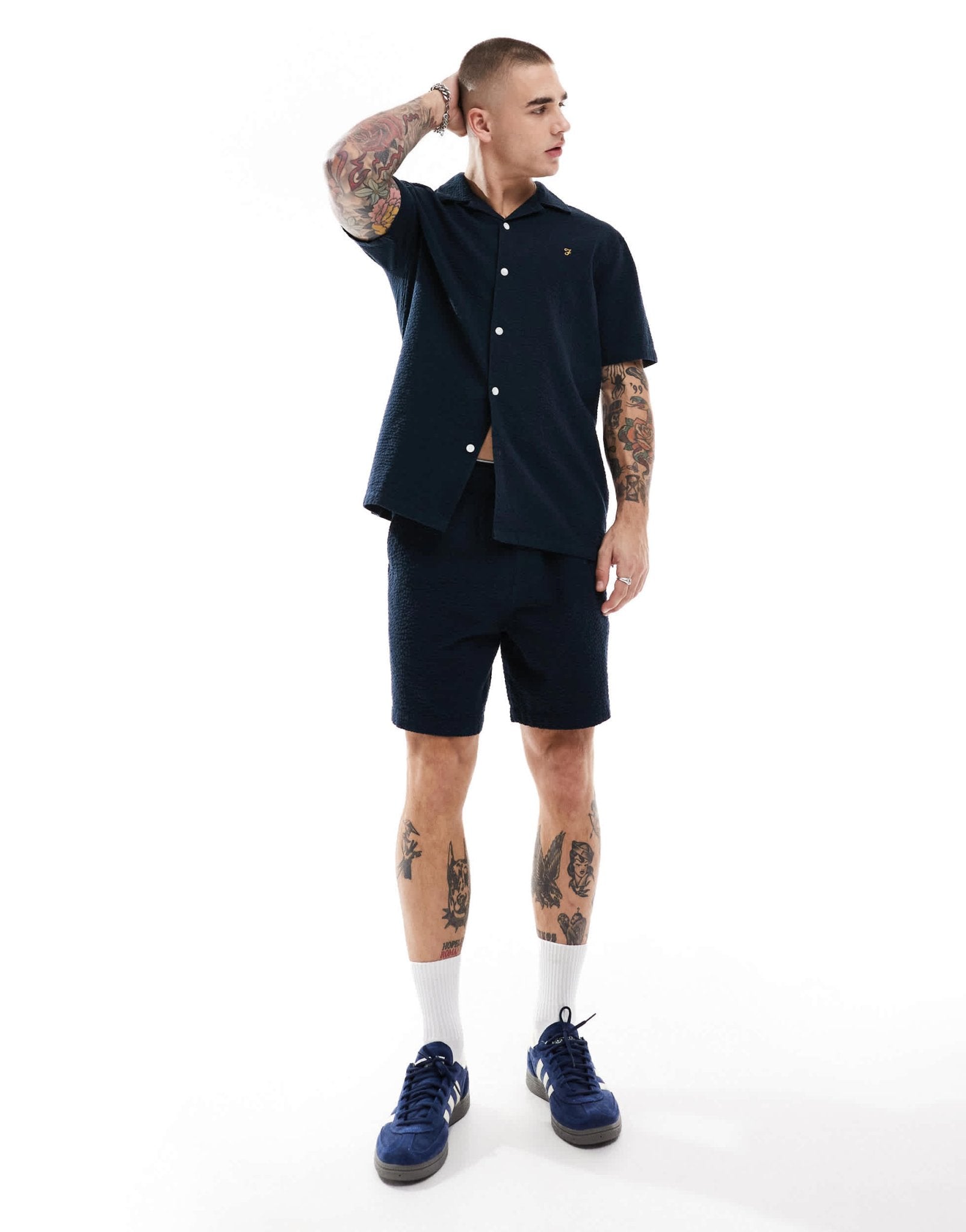 Farah redwald co - ord seersucker shorts in navy - ASOS Sample Sale EU Store