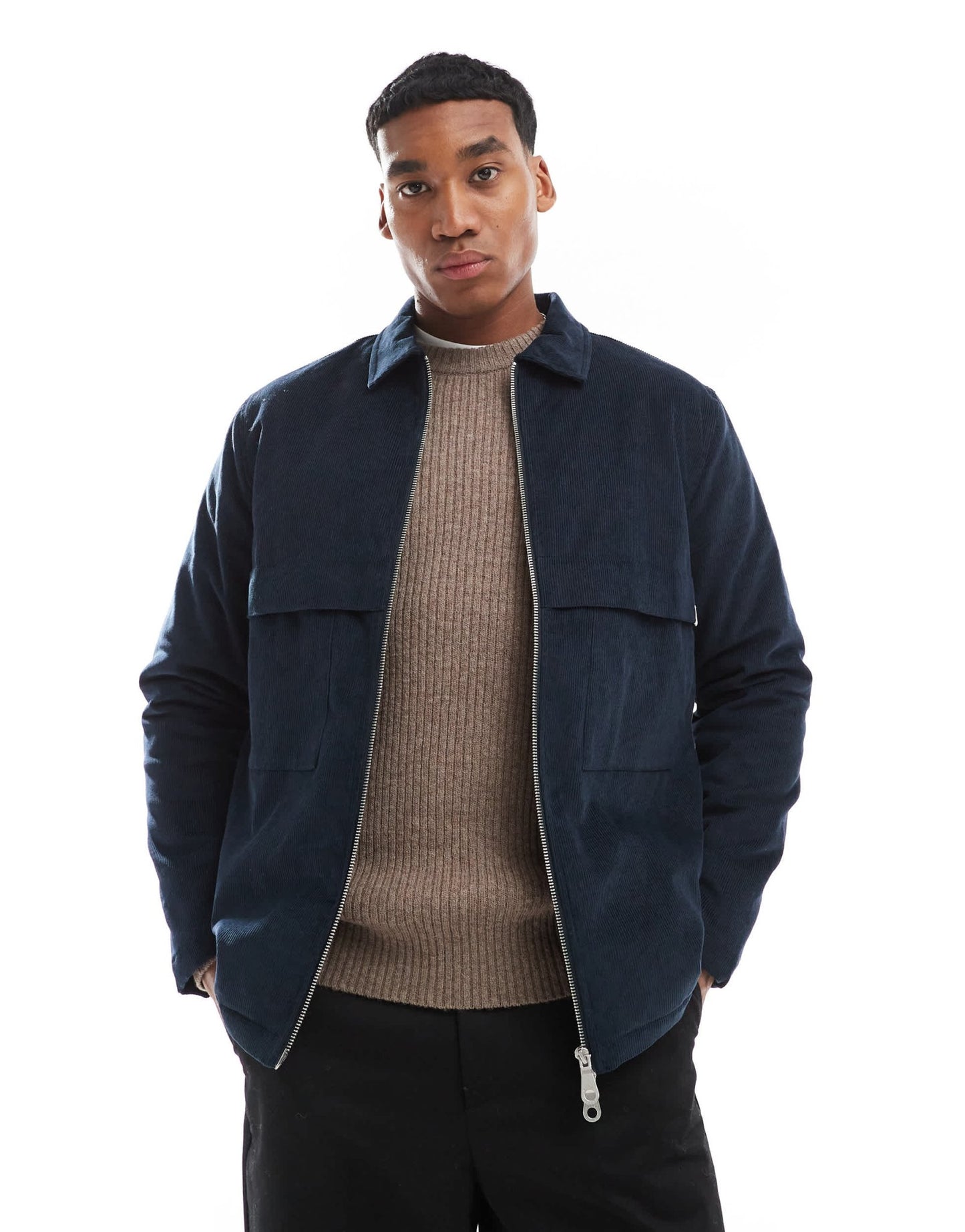 Farah schultz cord overshirt in navy with quilted lining - ASOS Sample Sale EU Store
