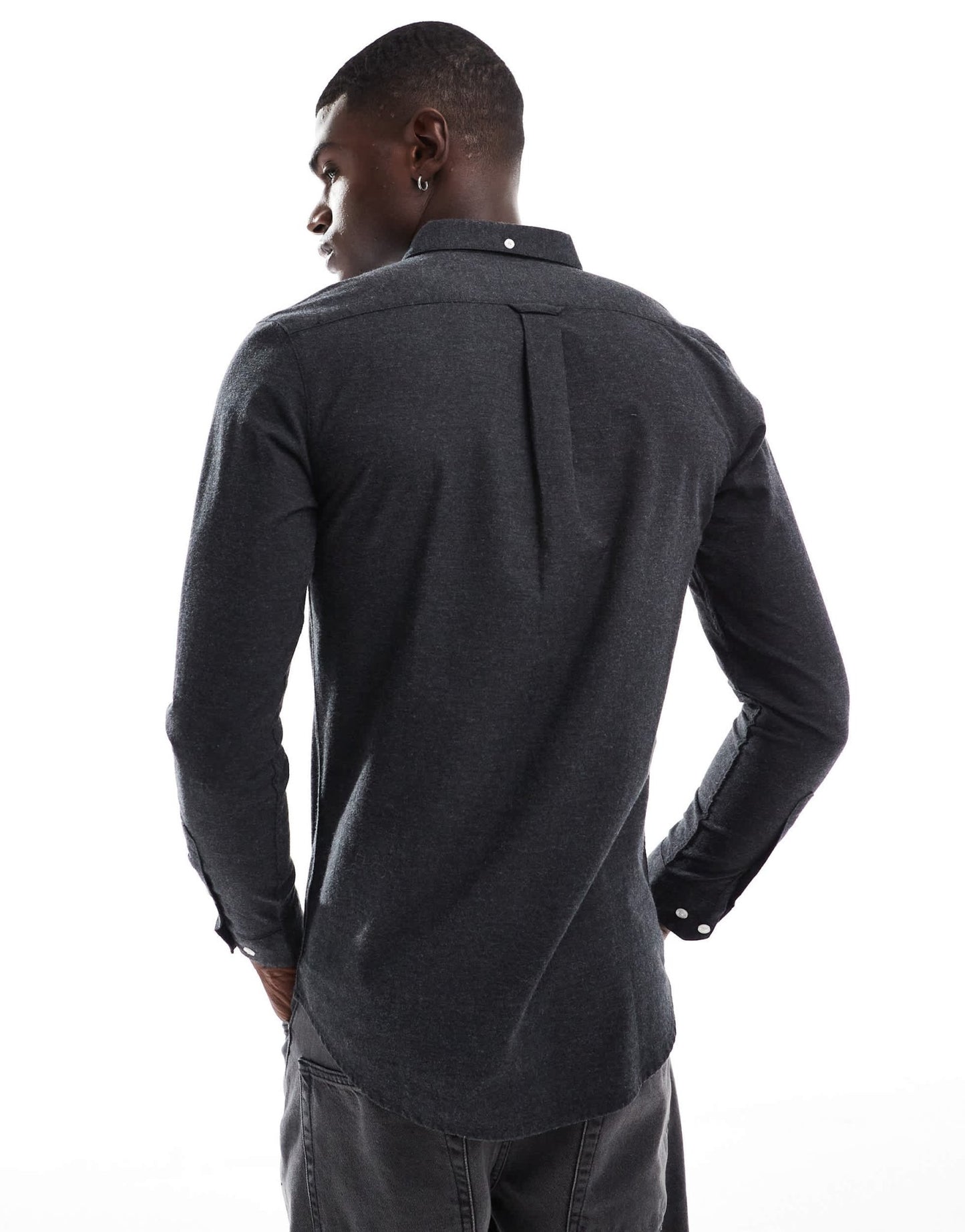Farah Steen slim fit oxford longsleeve shirt in charcoal marl - ASOS Sample Sale EU Store