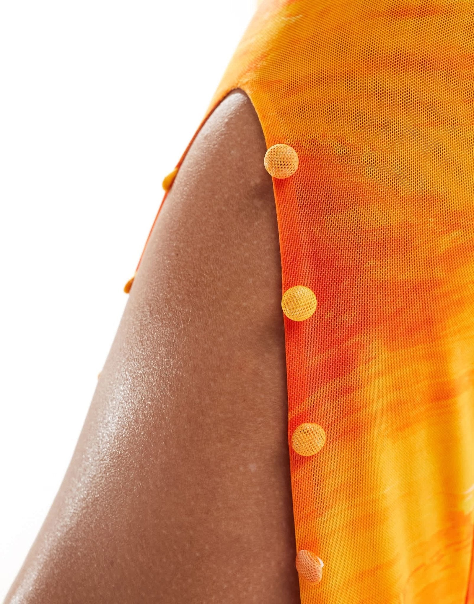 Farai London Carina mesh thigh split button through maxi skirt in orange ombre - ASOS Sample Sale EU Store