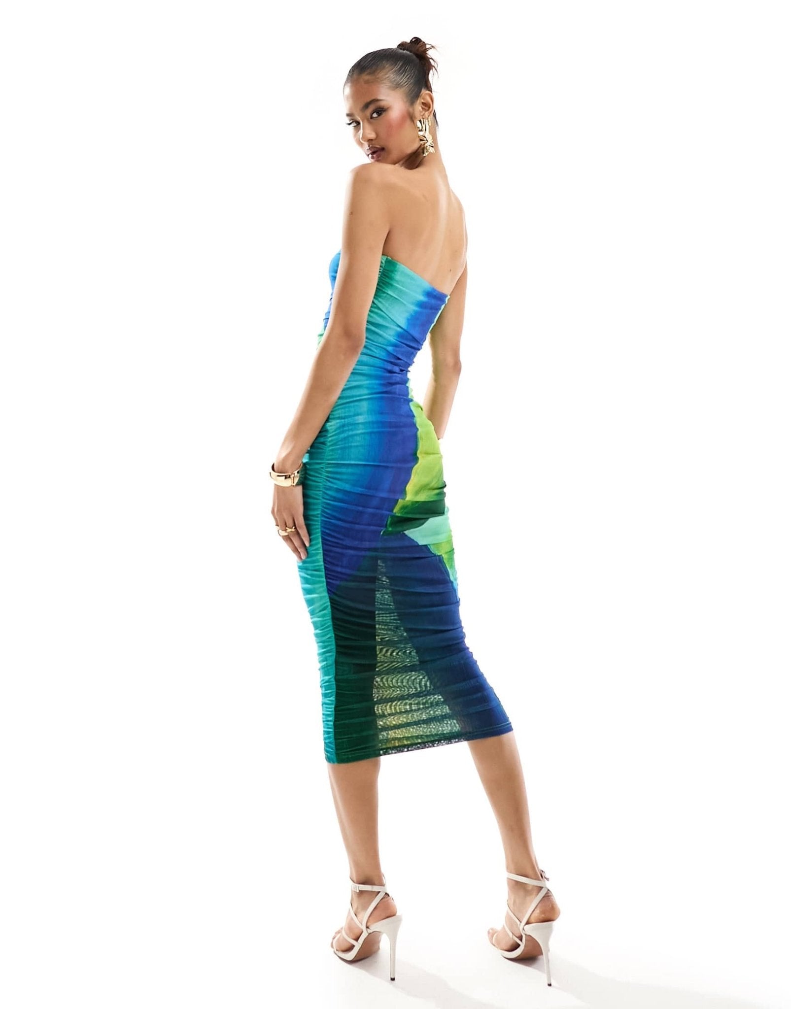 Farai London Hera mesh bandeau bodycon midi dress in green ombre - ASOS Sample Sale EU Store