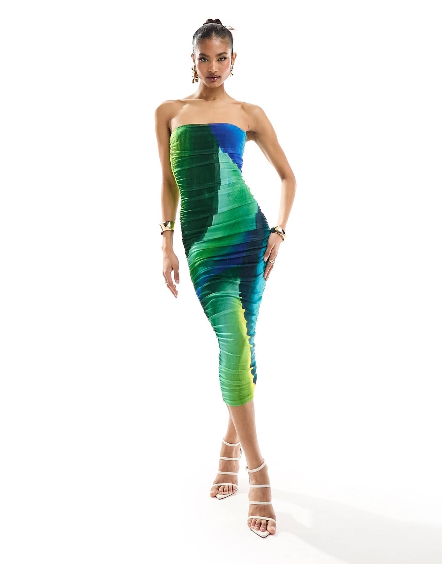 Farai London Hera mesh bandeau bodycon midi dress in green ombre - ASOS Sample Sale EU Store