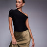Body Fashionkilla con doppia scultura, dettaglio twist asimmetrico in nero
