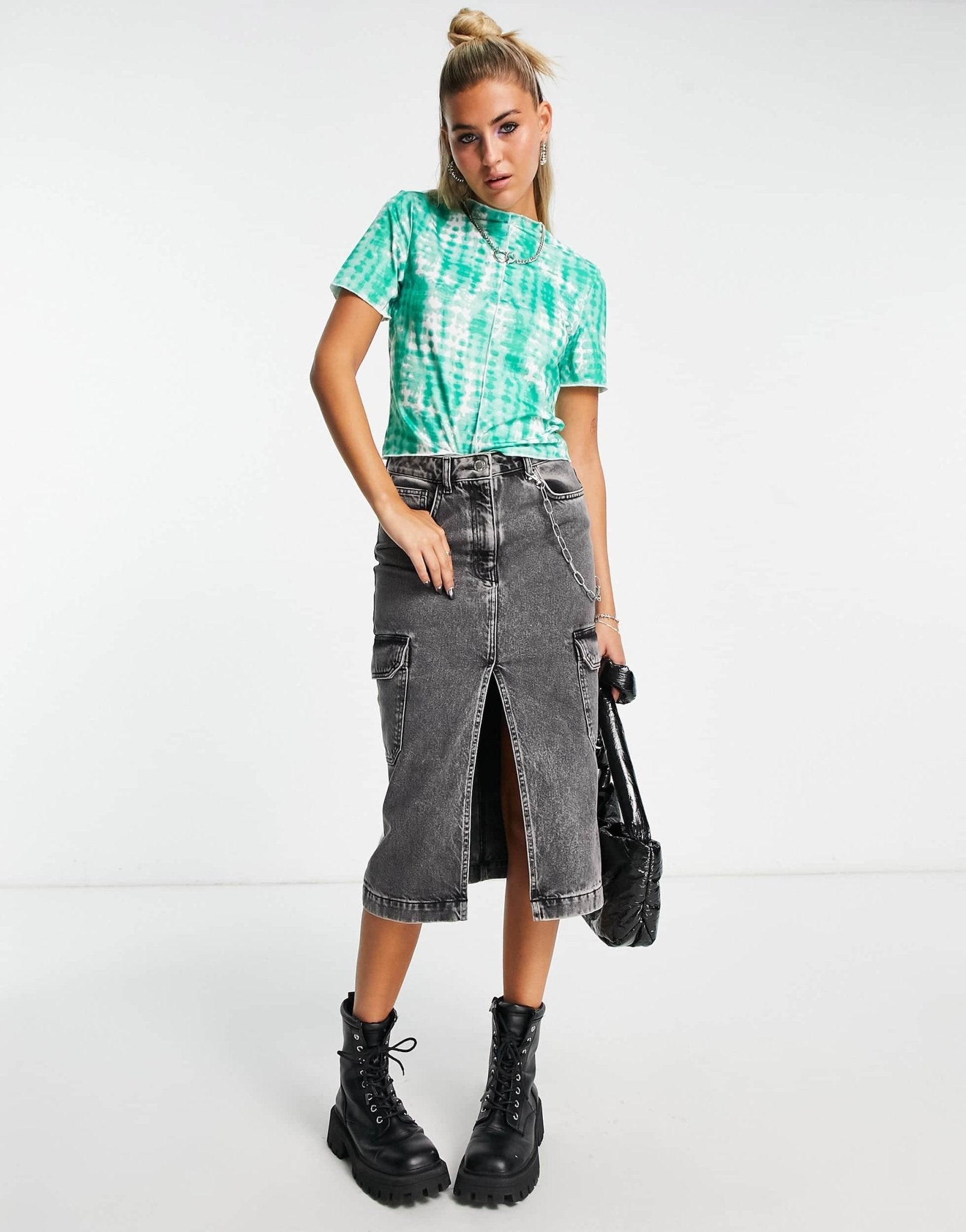 Fire & Glory alisa tie dye cropped t-shirt in green - ASOS Sample Sale EU Store
