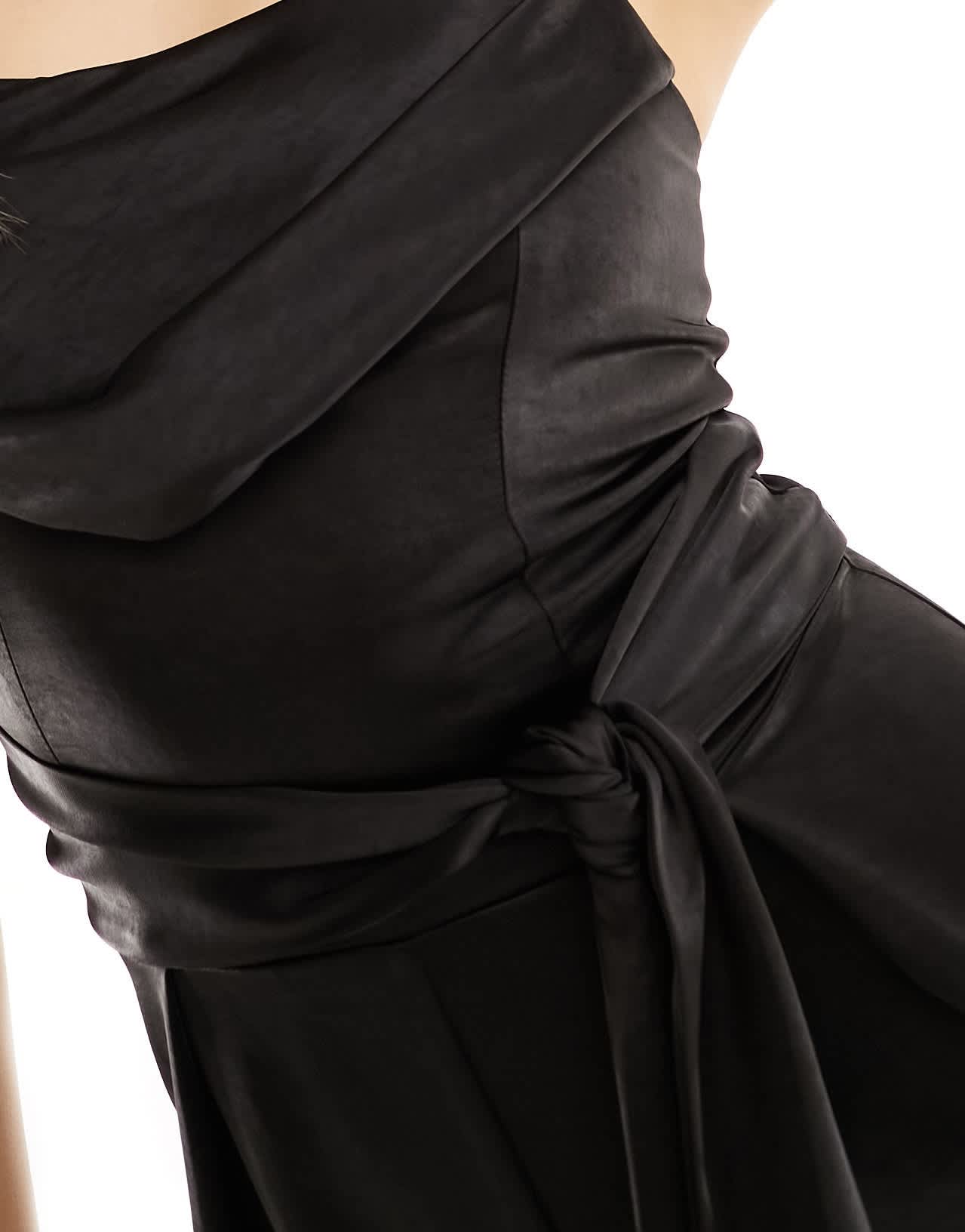Flounce London cowl neck tie side satin jumpsuit in black - ASOS Sample Sale EU Store