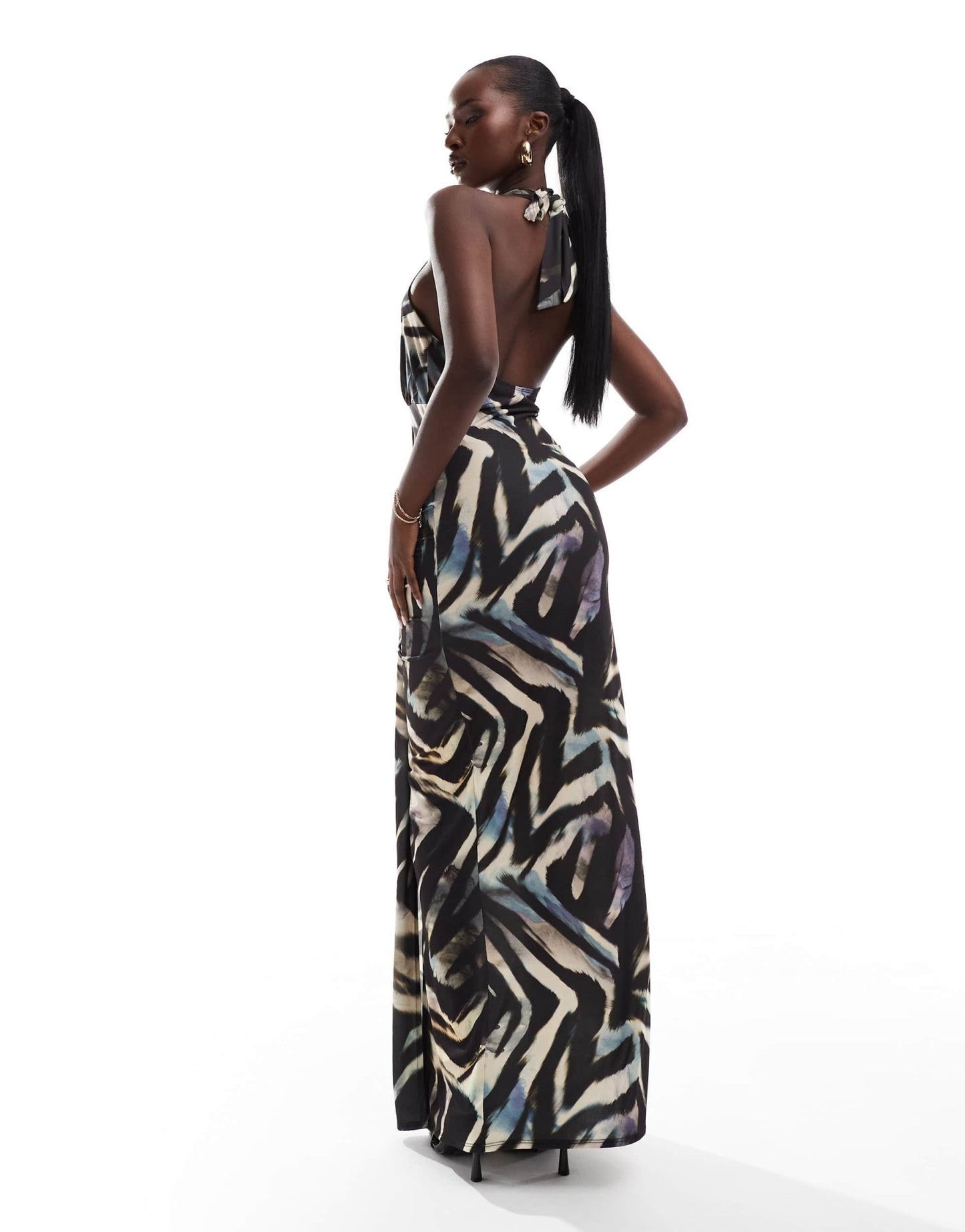 Flounce London halterneck maxi dress in zebra print - ASOS Sample Sale EU Store