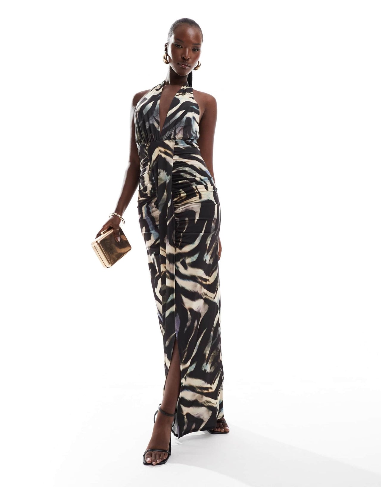 Flounce London halterneck maxi dress in zebra print - ASOS Sample Sale EU Store