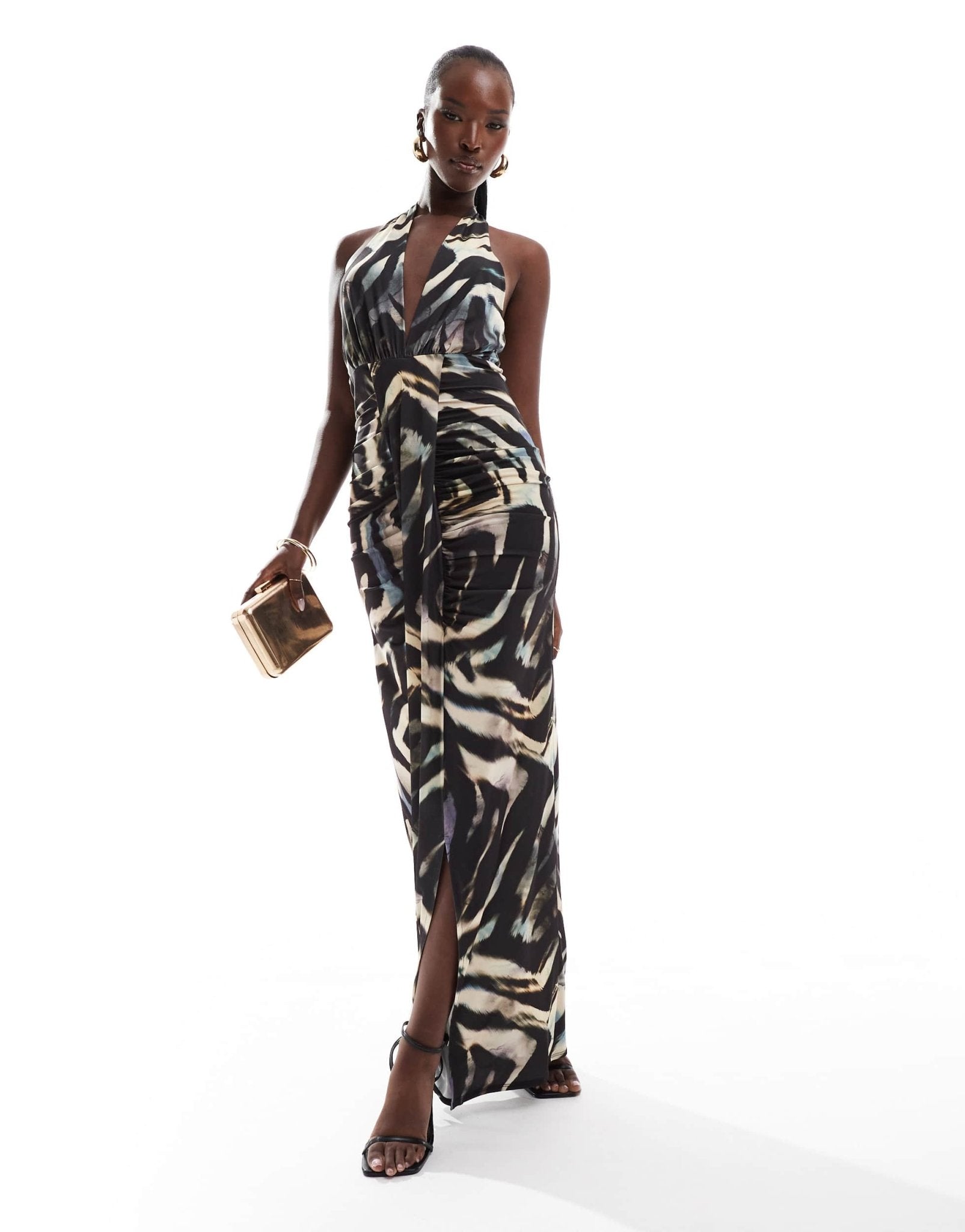 Flounce London halterneck maxi dress in zebra print - ASOS Sample Sale EU Store
