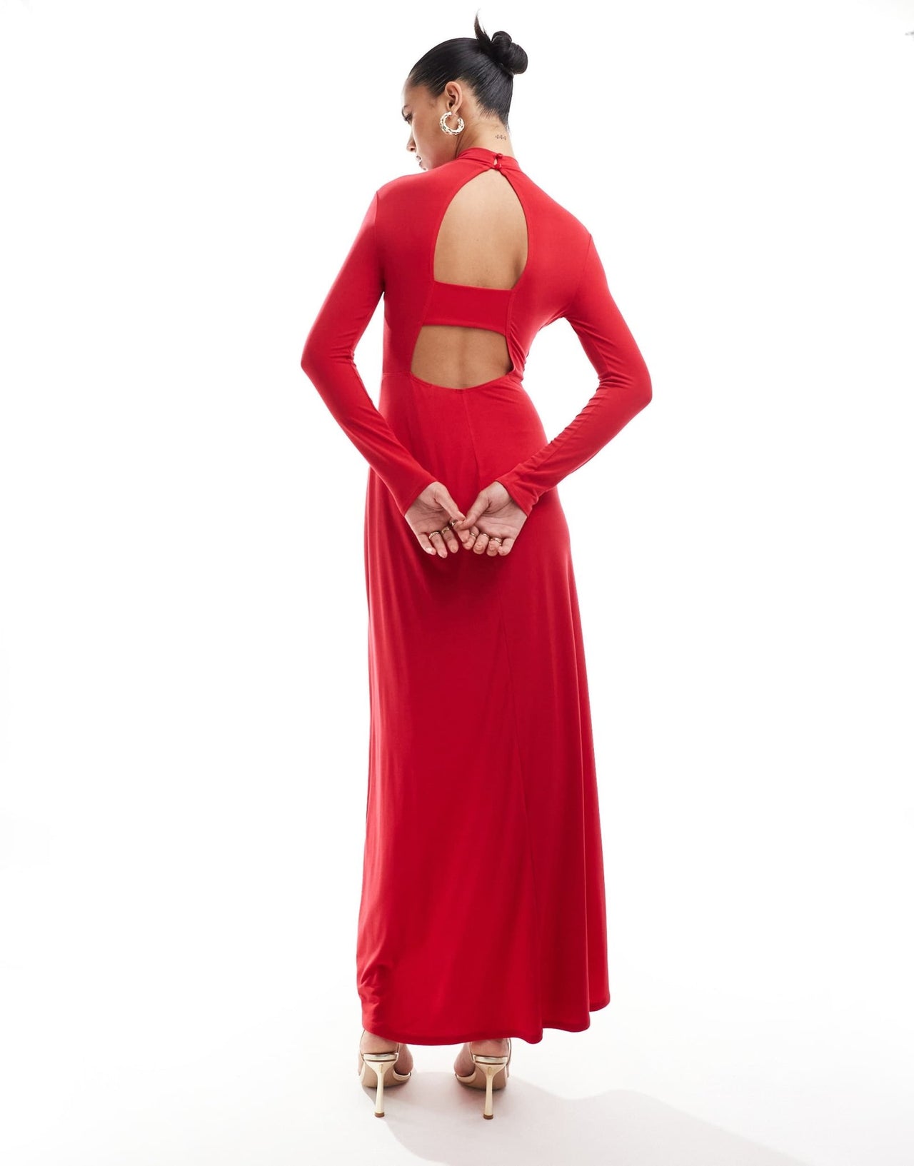 Flounce London high neck maxi dress with back detail in red - ASOS Sample Sale EU Store