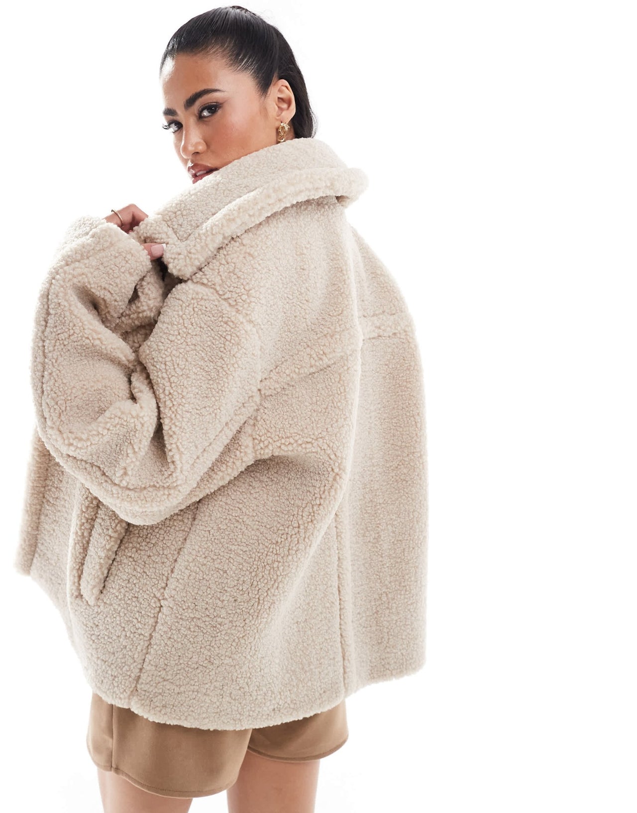 Forever New borg jacket in cream - ASOS Sample Sale EU Store