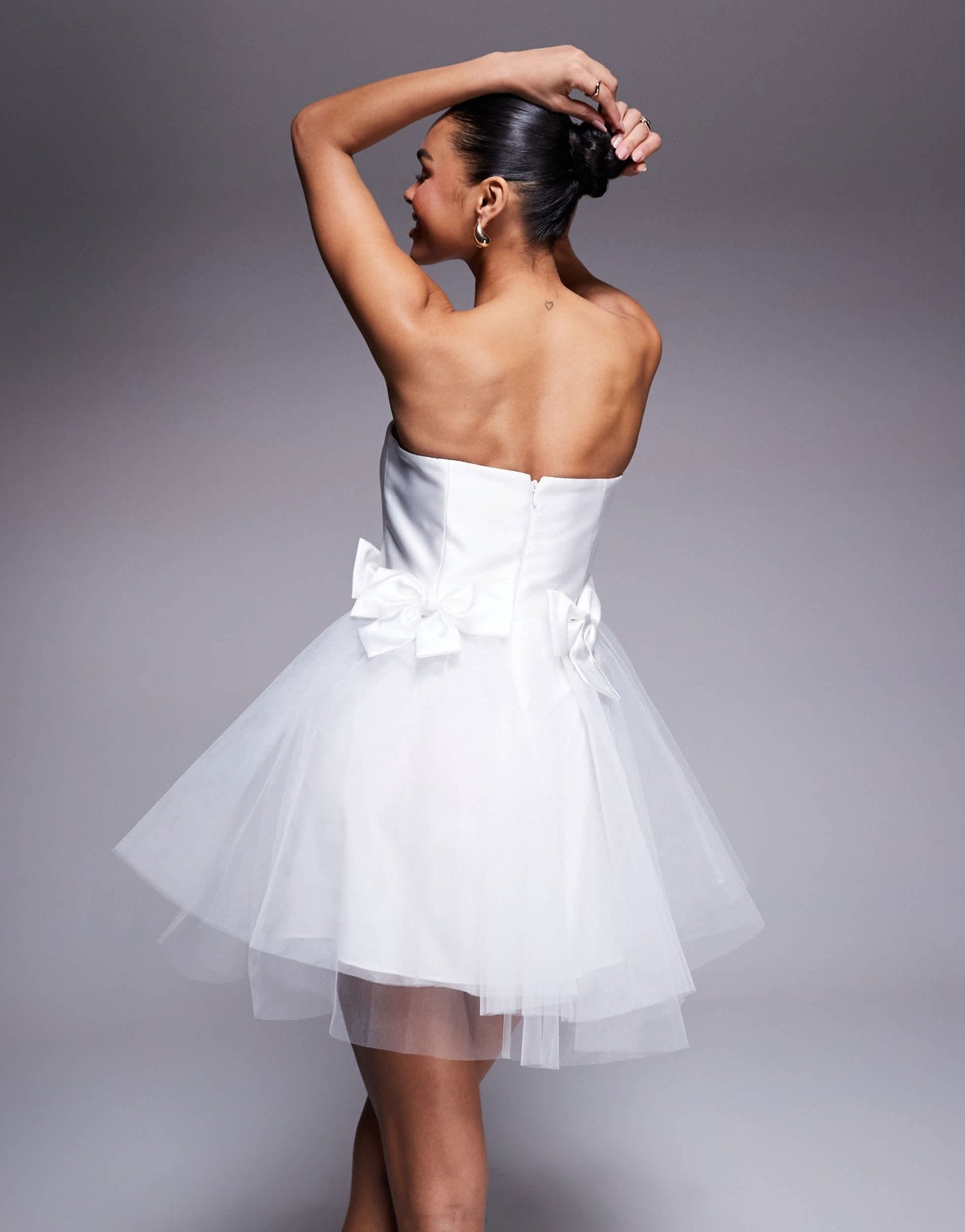 Forever New Bridal bow tulle mini dress in ivory - ASOS Sample Sale EU Store