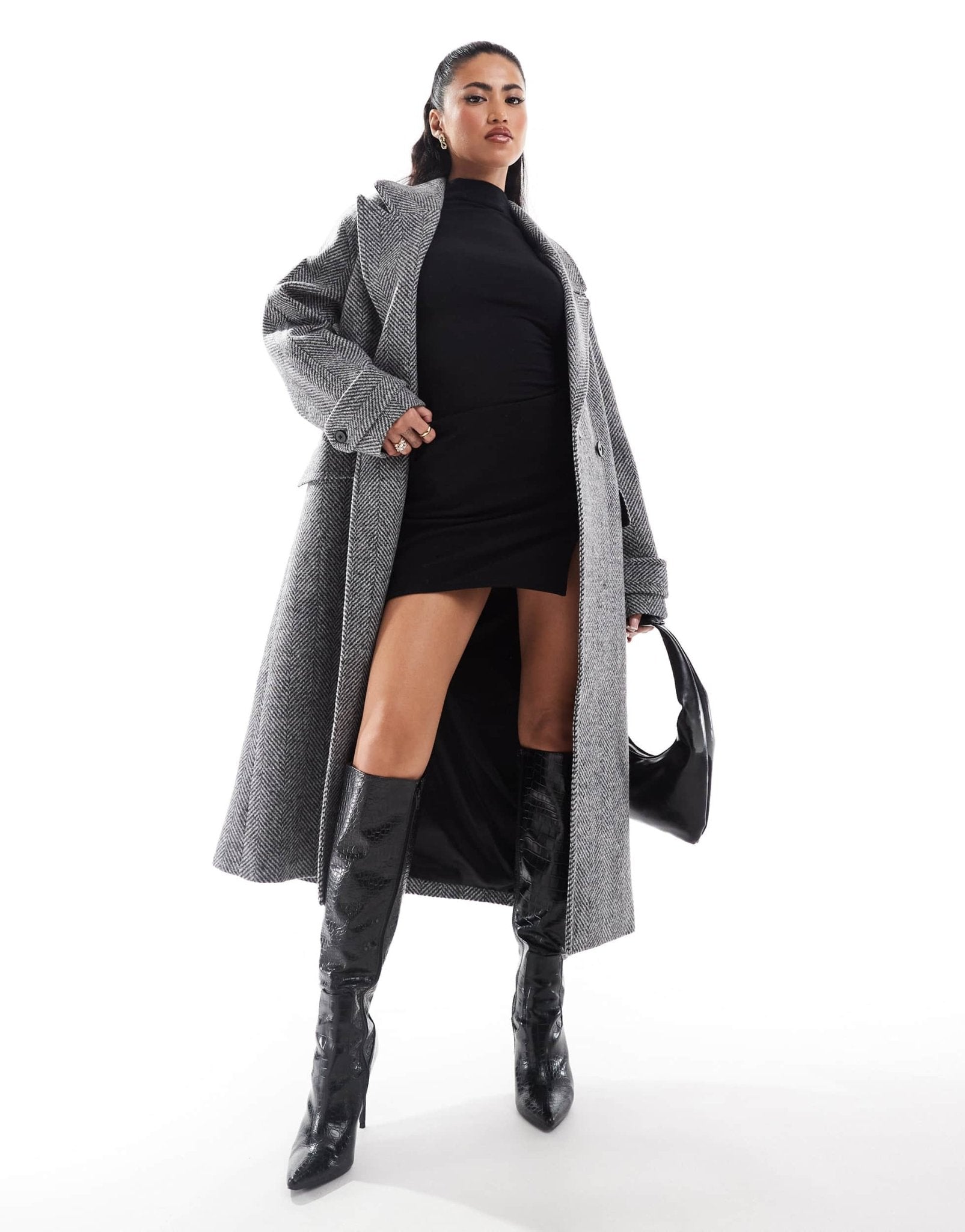 Forever New formal coat in light grey herringbone - ASOS Sample Sale EU Store