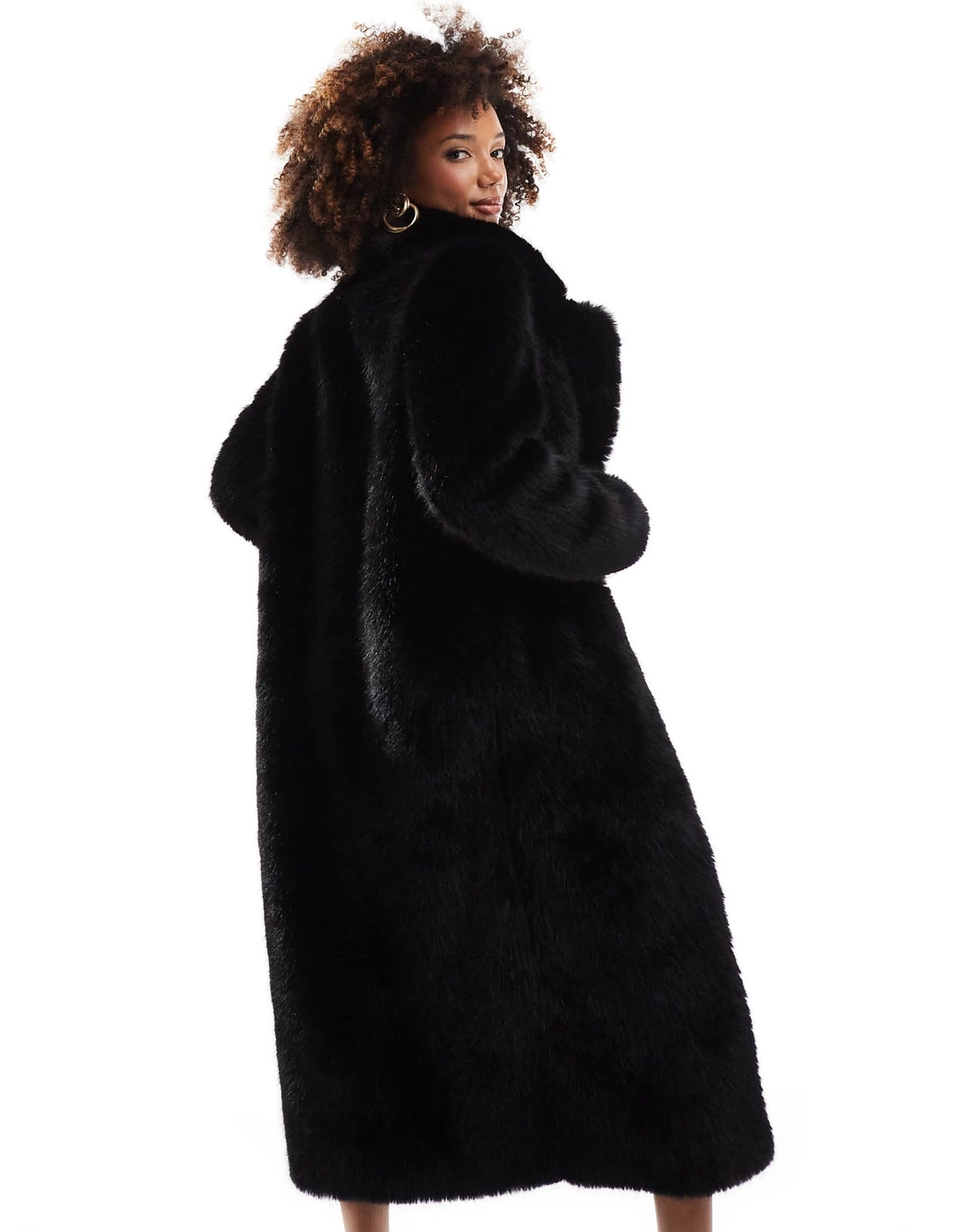 Forever New maxi fur coat in black - ASOS Sample Sale EU Store