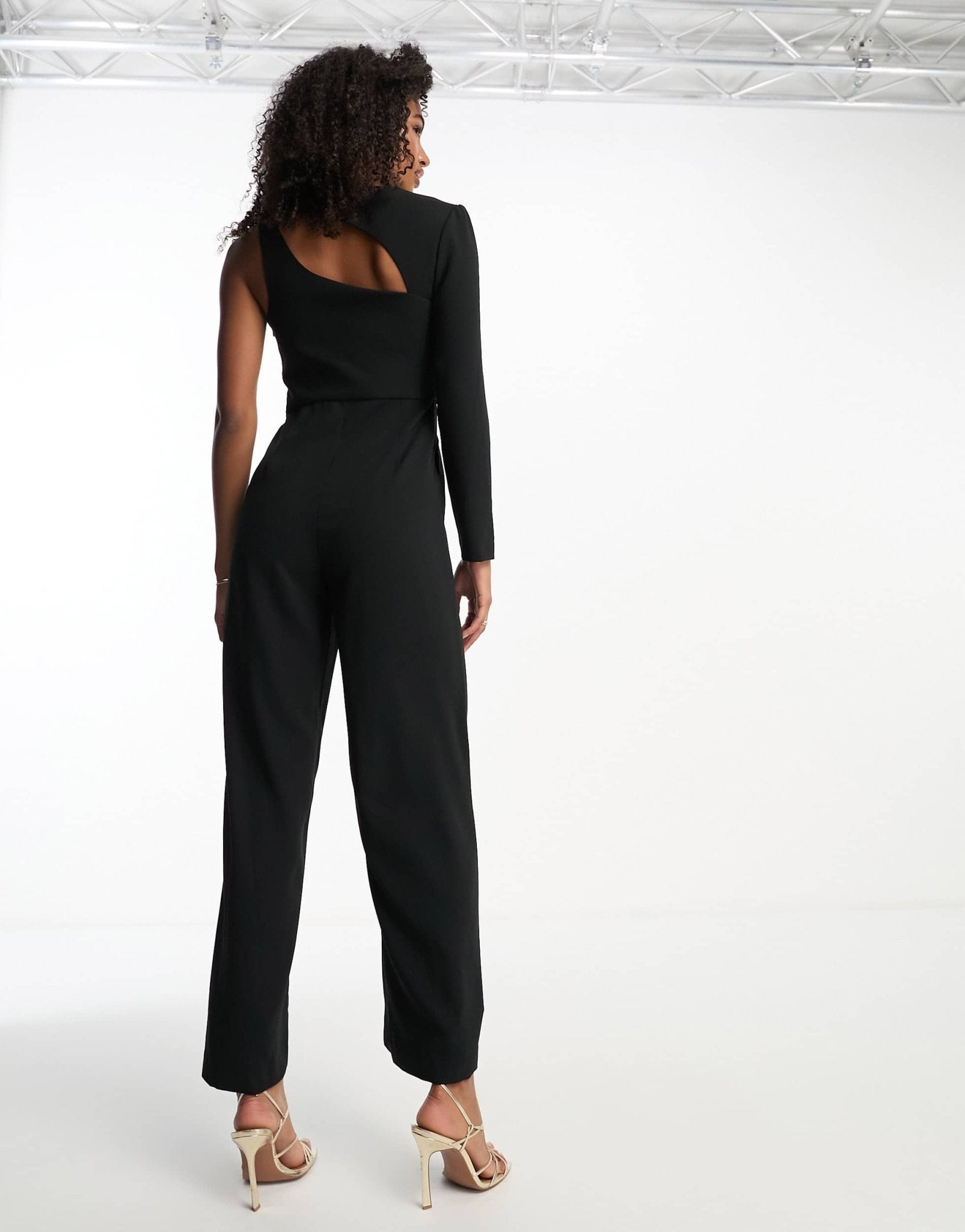 Forever New one sleeve cut - out jumpsuit in black - ASOS Sample Sale EU Store