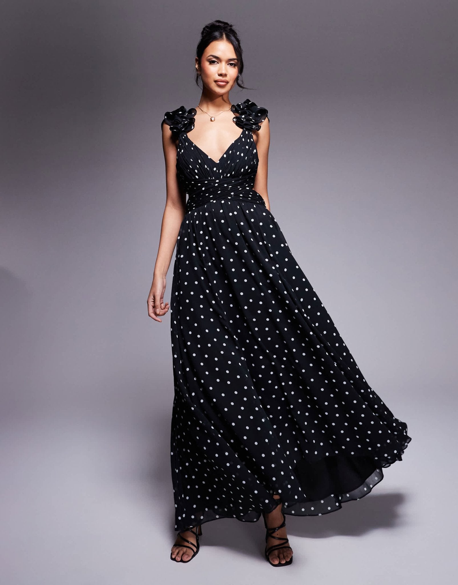 Forever New rosette maxi dress in polka dot - ASOS Sample Sale EU Store