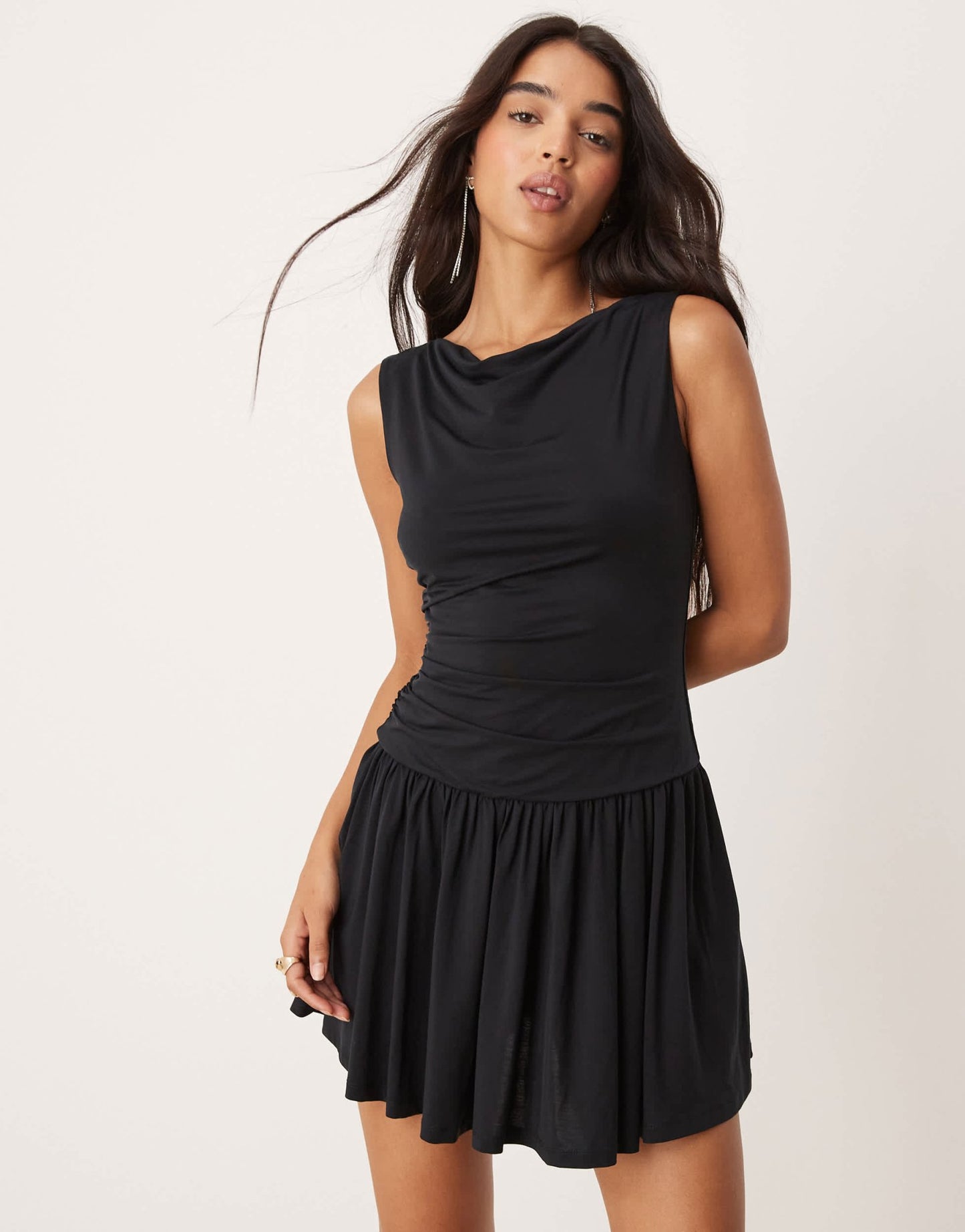 Forever New ruched jersey mini dress in black - ASOS Sample Sale EU Store