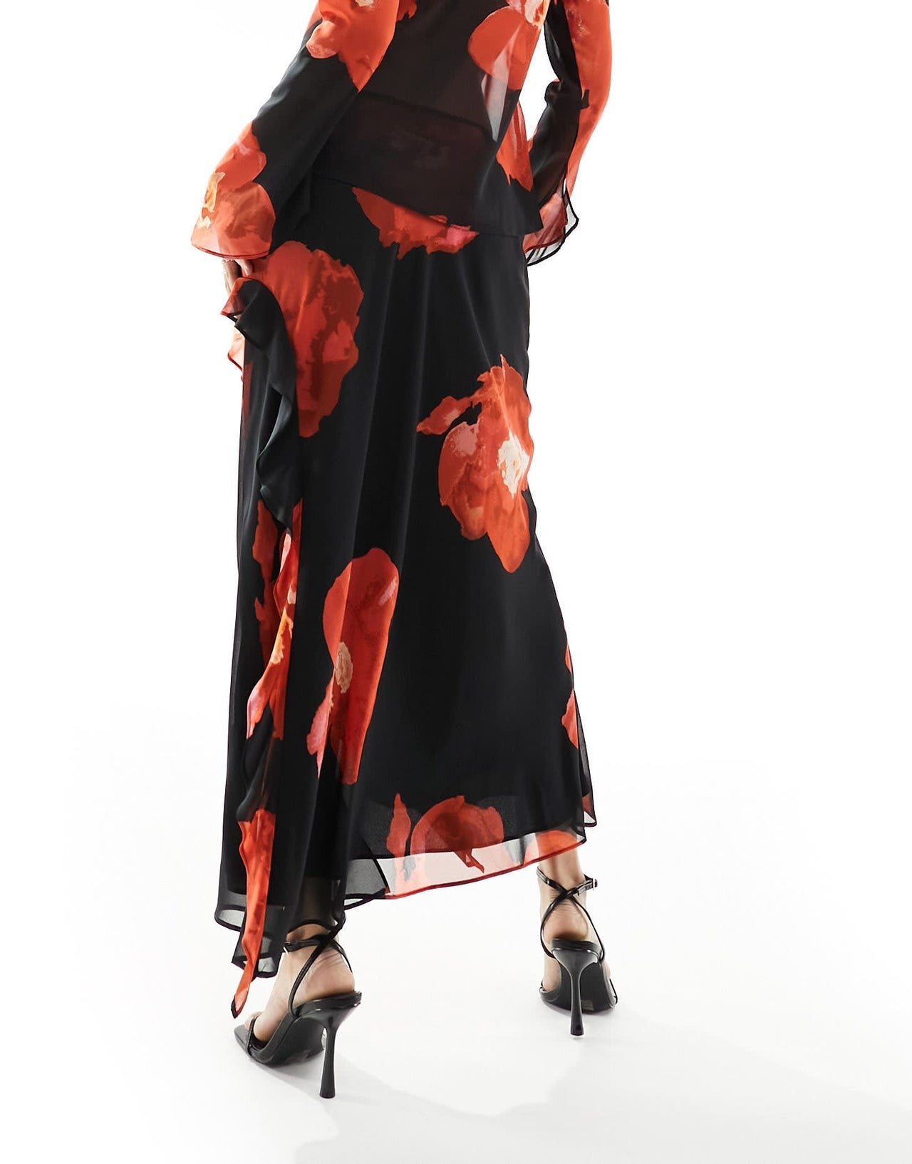 Forever New sheer ruffle co - ord maxi skirt in red floral - ASOS Sample Sale EU Store