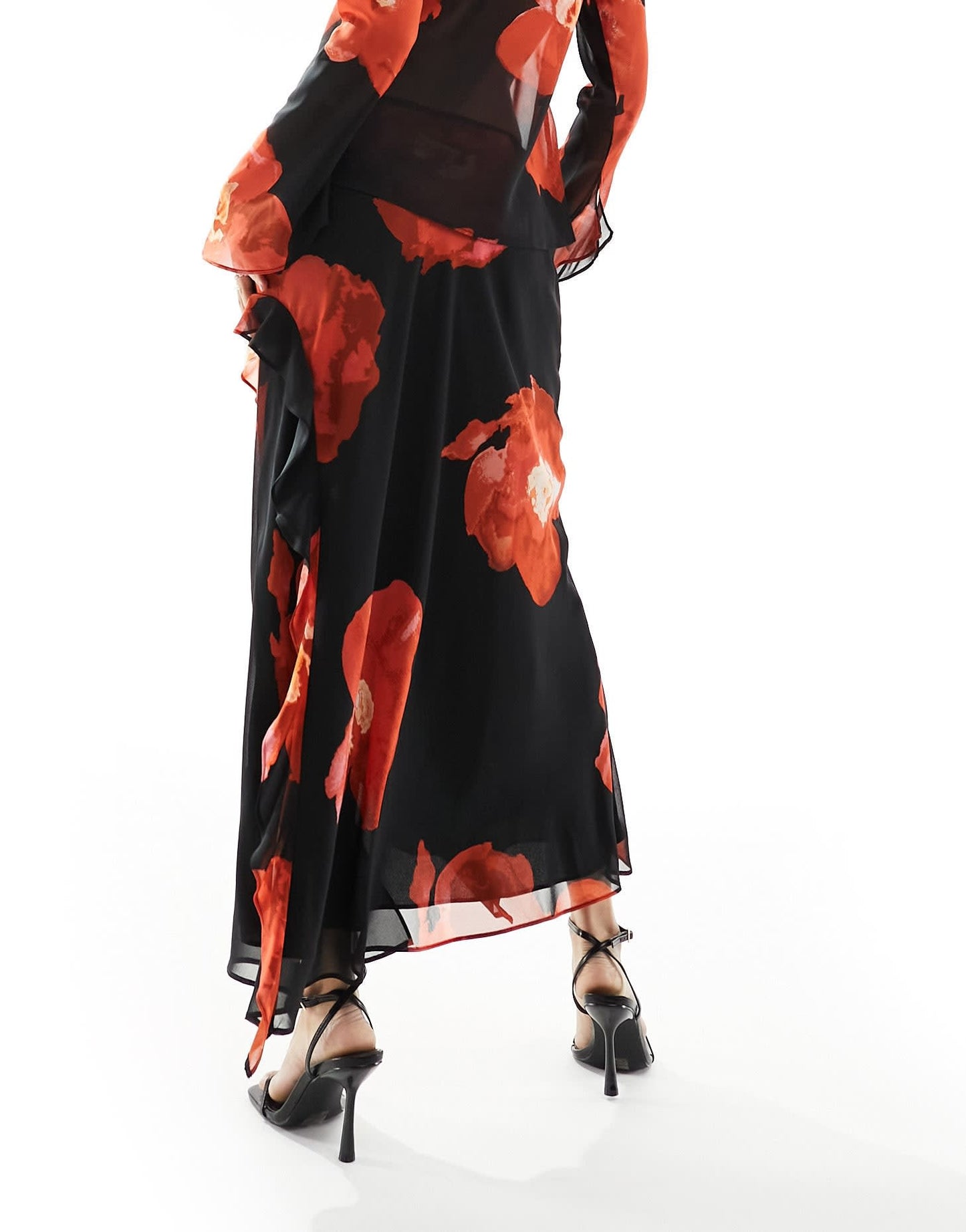 Forever New sheer ruffle co - ord maxi skirt in red floral - ASOS Sample Sale EU Store