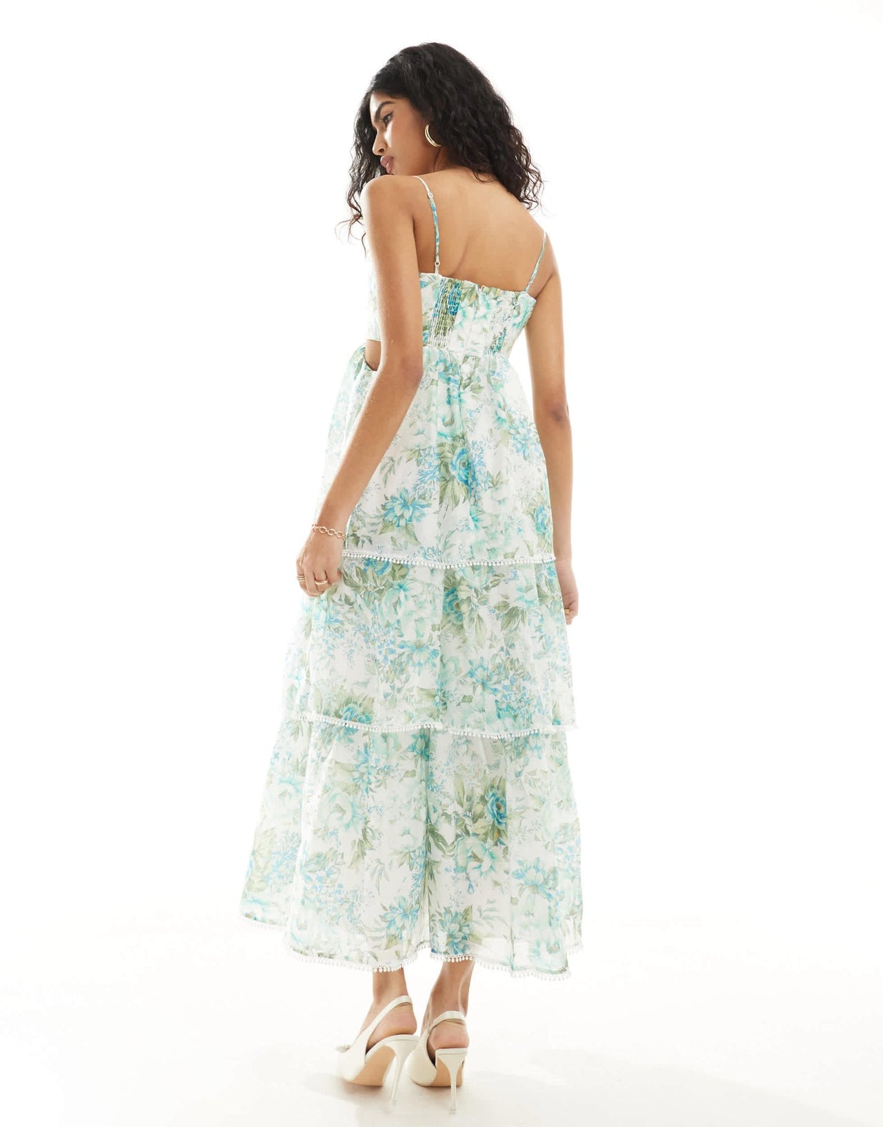 Forever New tiered midaxi dress in green and blue floral - ASOS Sample Sale EU Store