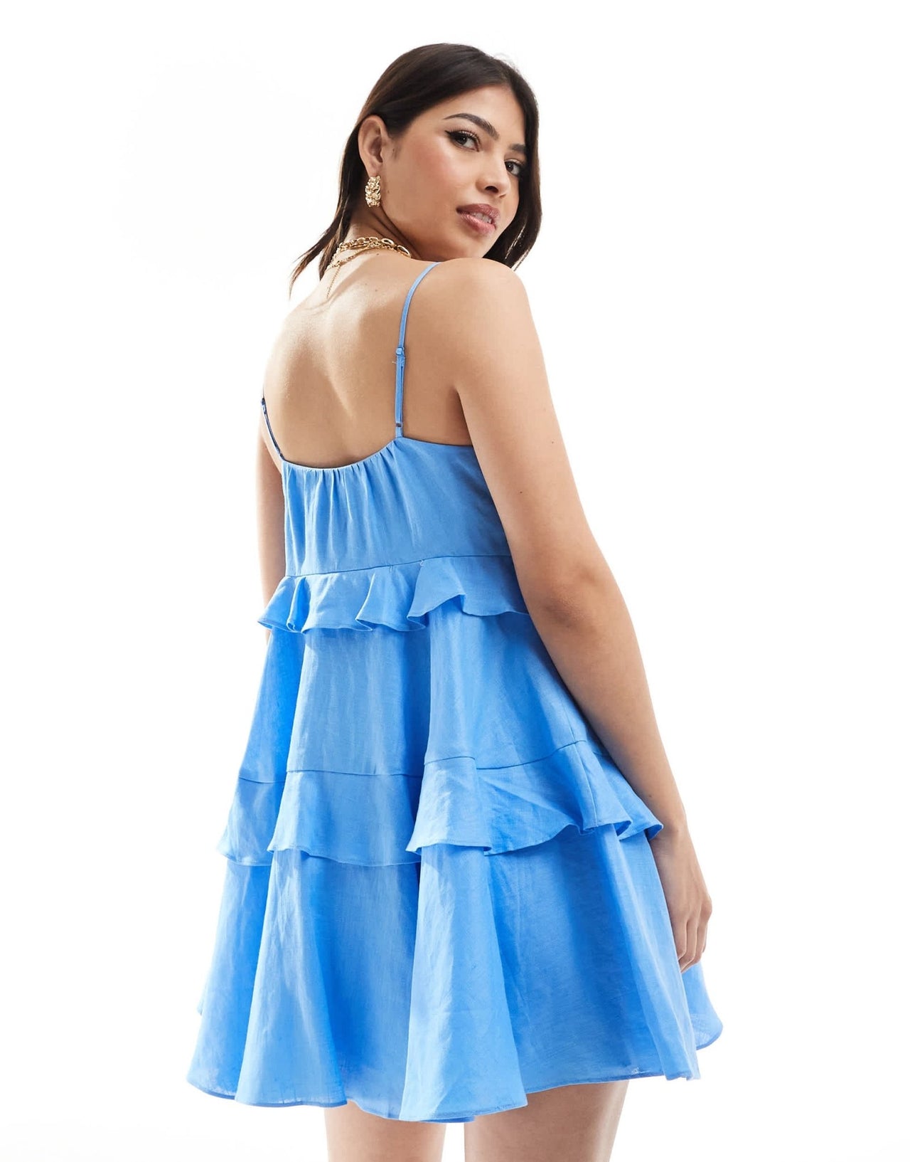 Forever New tiered swing mini dress in baby blue - ASOS Sample Sale EU Store
