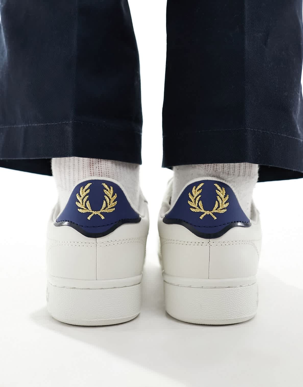 Fred Perry B722 leather trainers in white and blue - ASOS Sample Sale EU Store