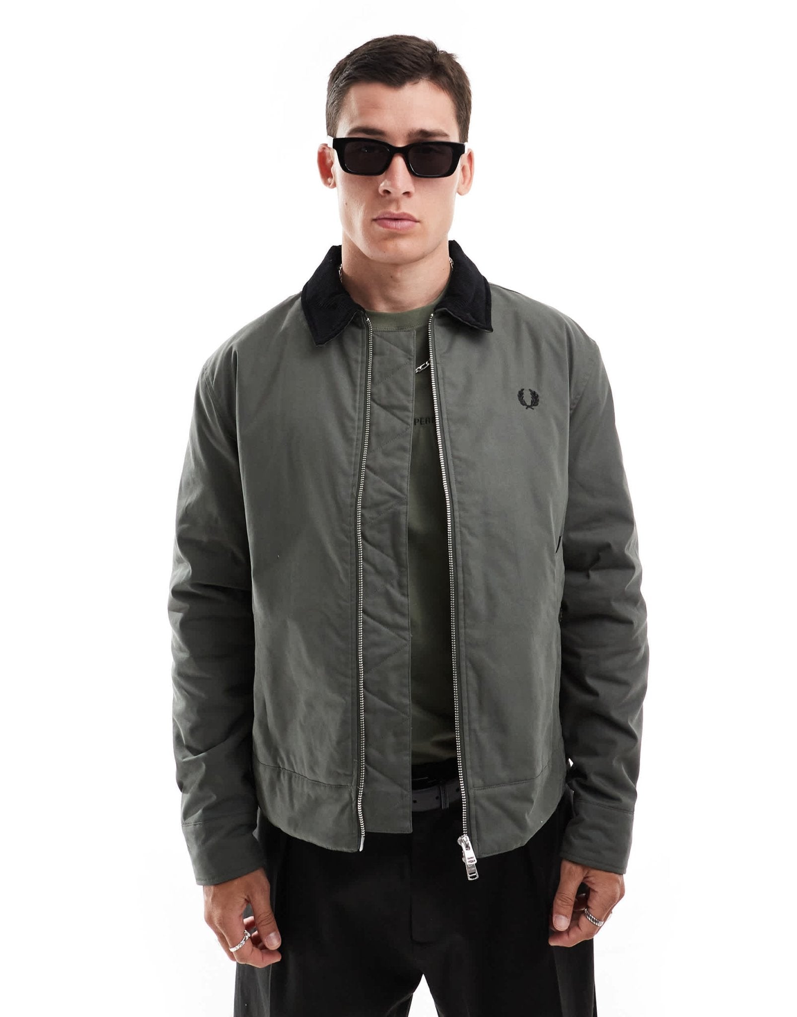 Fred Perry caban worker jacket in dark green with cord collar - ASOS Sample Sale EU Store