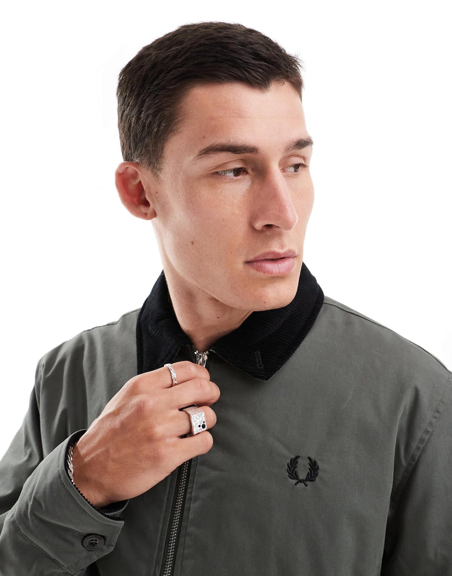 Fred Perry caban worker jacket in dark green with cord collar - ASOS Sample Sale EU Store