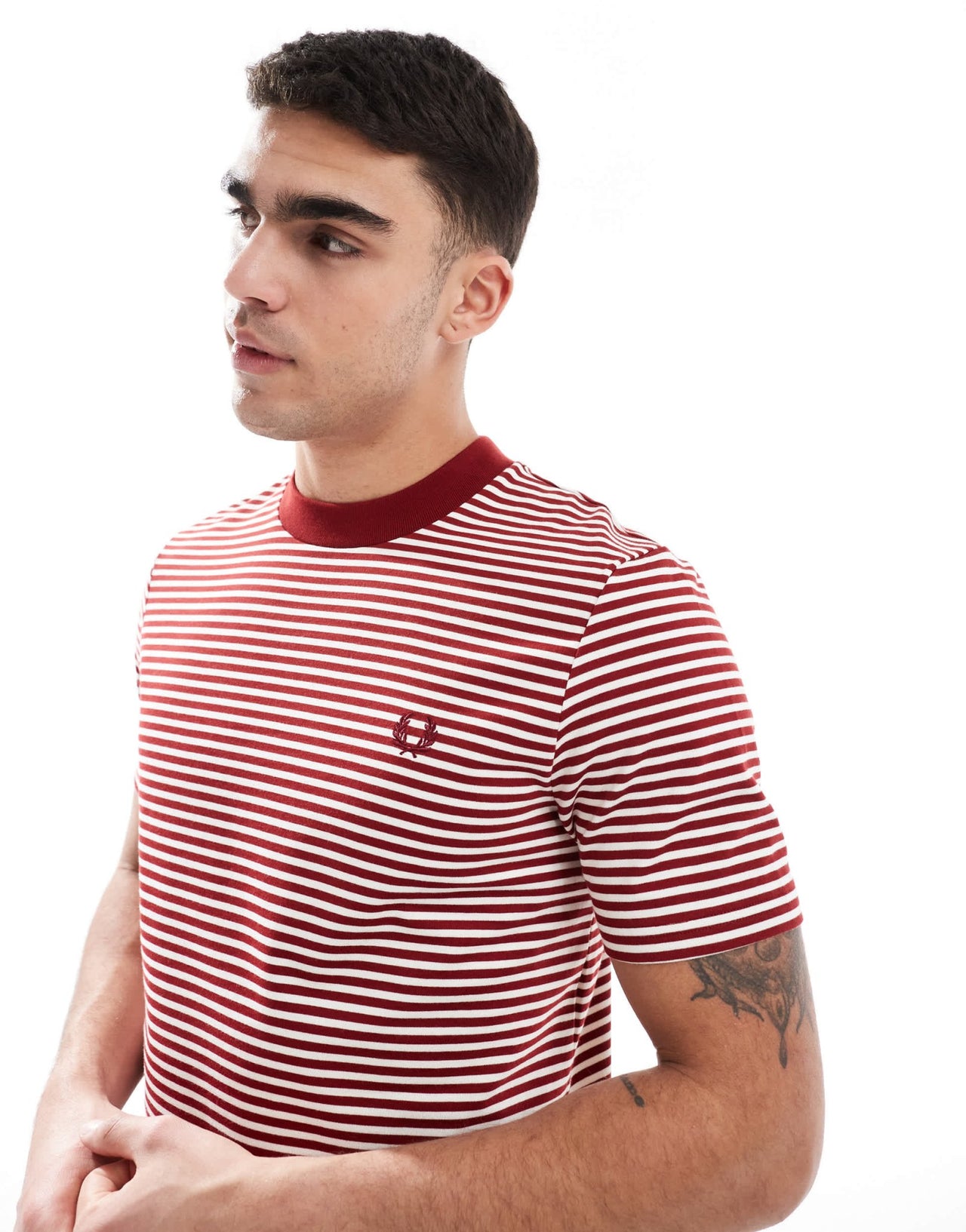 Fred Perry fine stripe t-shirt in red and white - ASOS Sample Sale EU Store