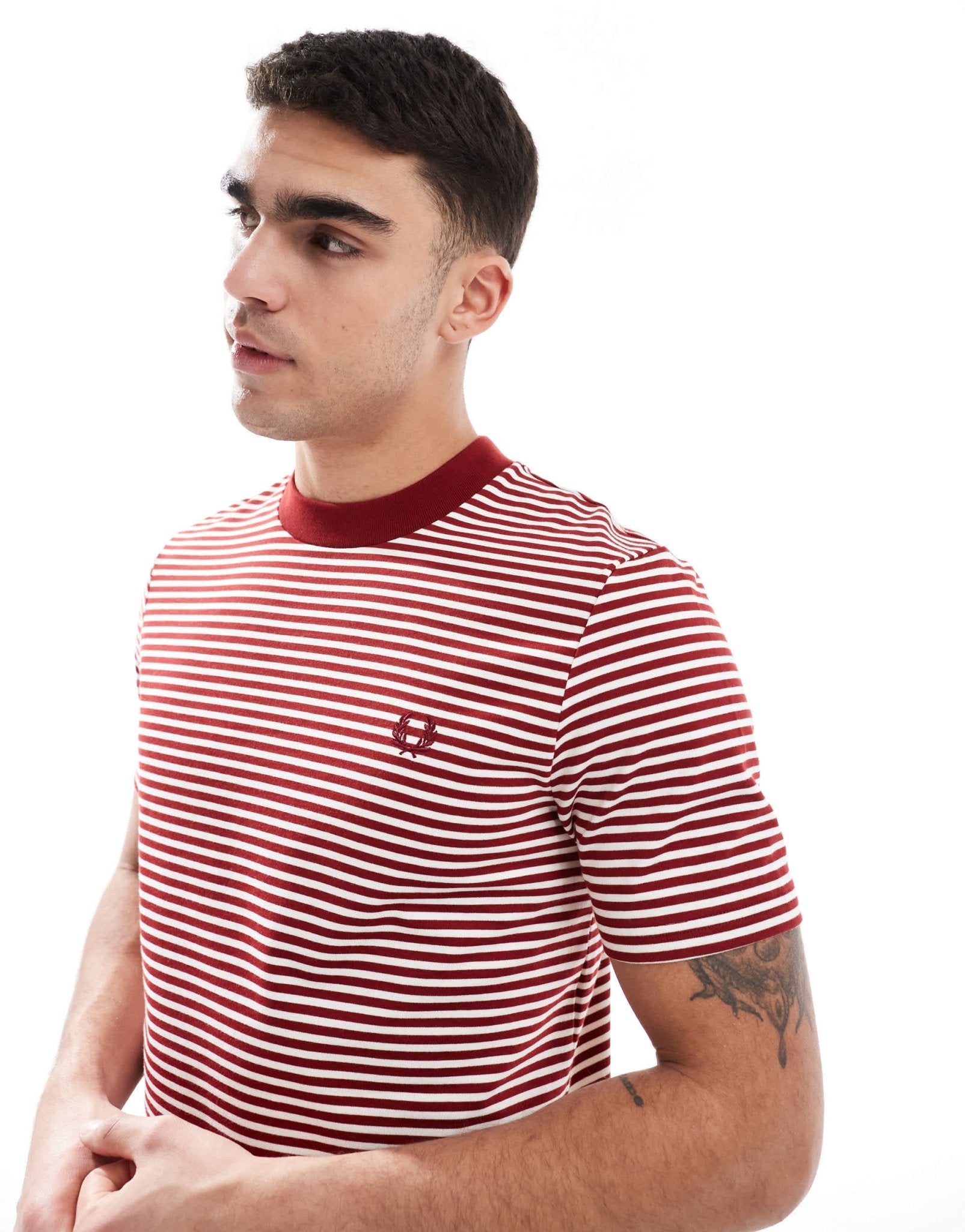 Fred Perry fine stripe t-shirt in red and white - ASOS Sample Sale EU Store