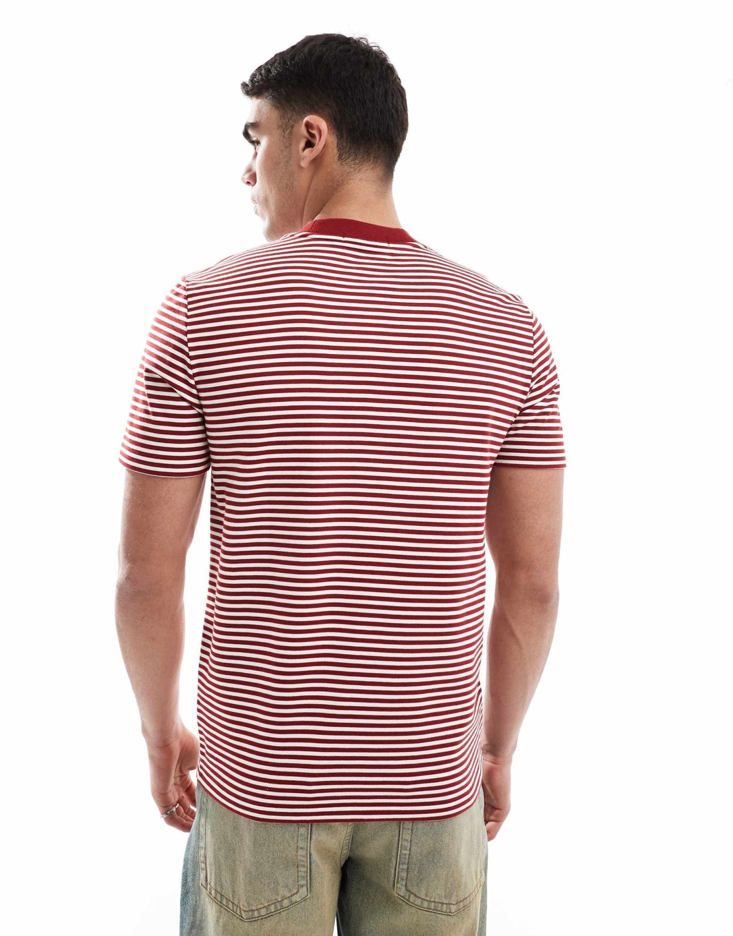 Fred Perry fine stripe t-shirt in red and white - ASOS Sample Sale EU Store