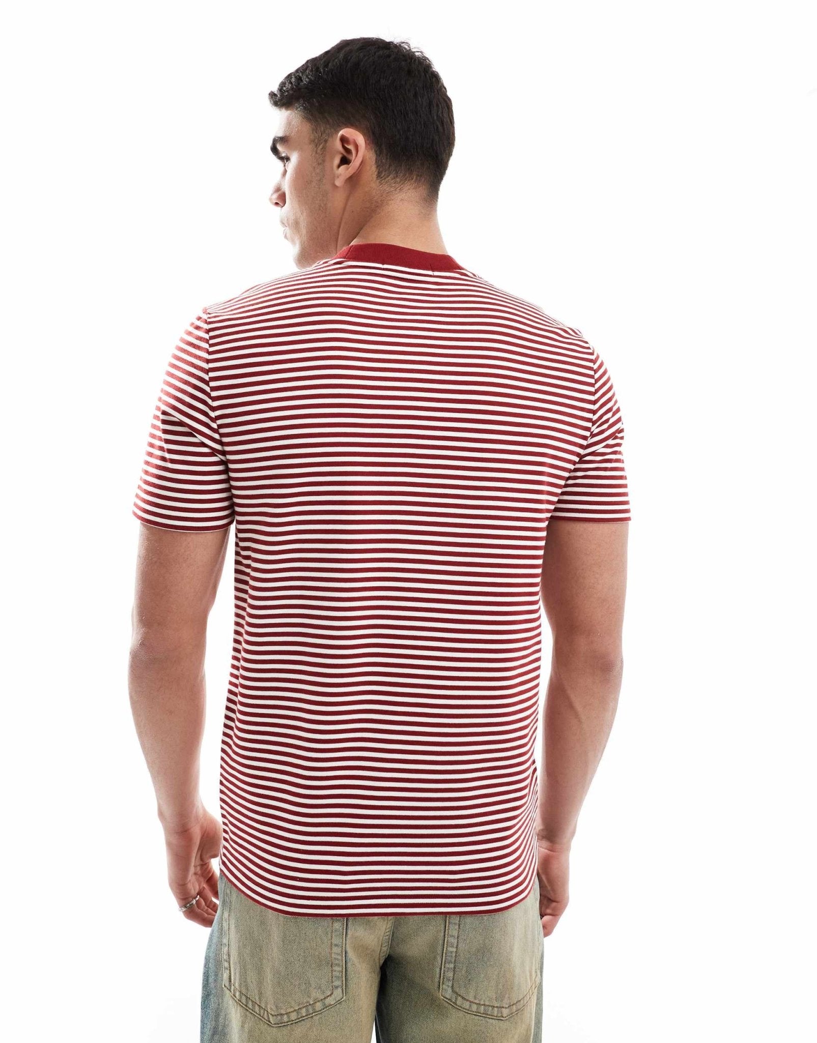 Fred Perry fine stripe t-shirt in red and white - ASOS Sample Sale EU Store