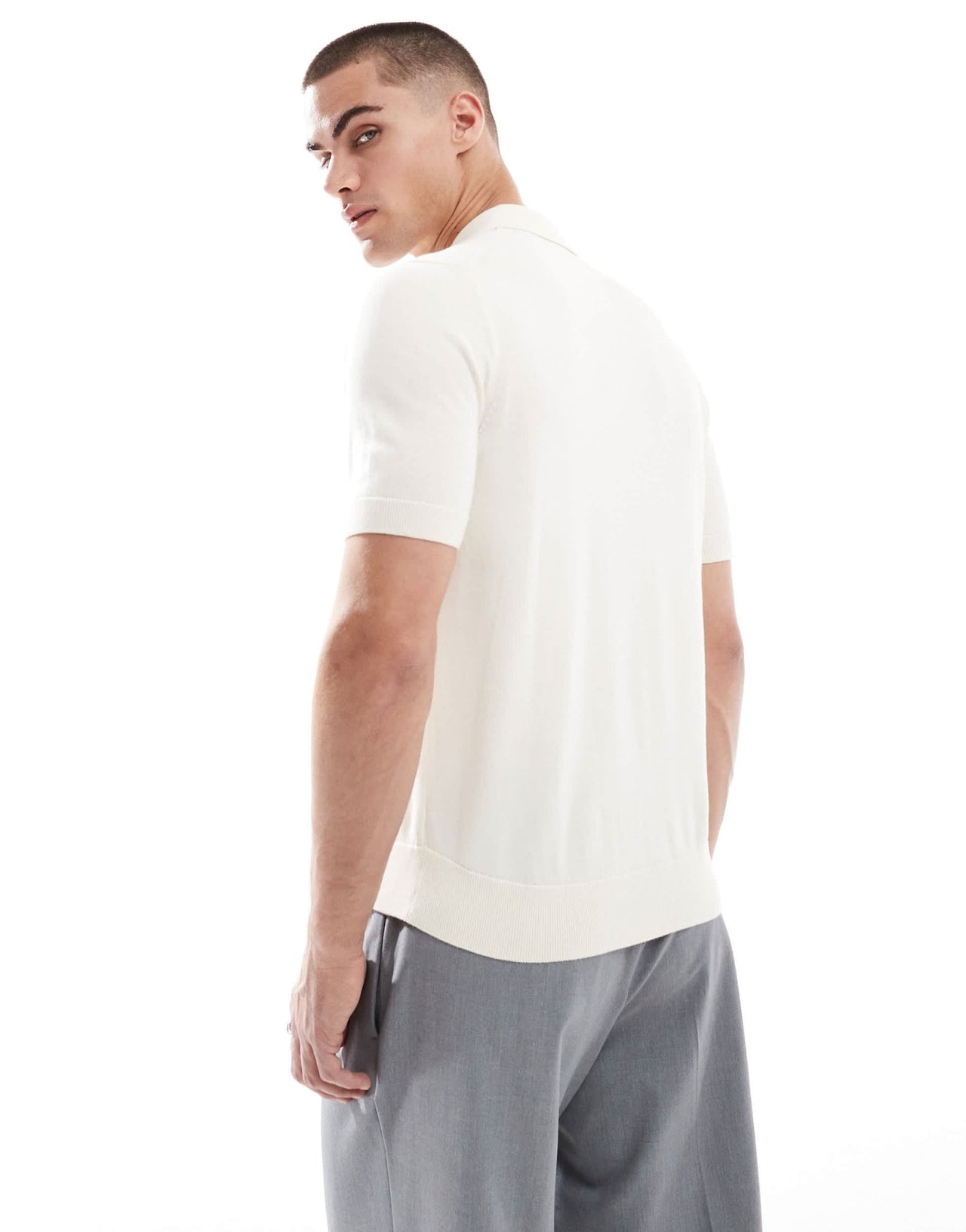 Fred Perry knitted polo short sleeve shirt in off white - ASOS Sample Sale EU Store