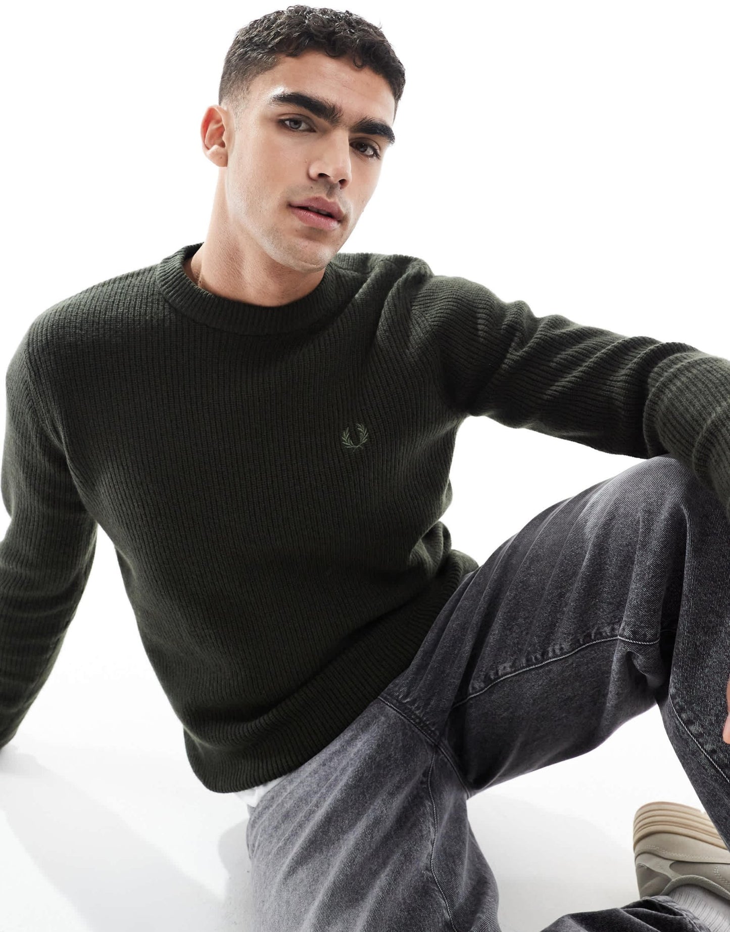Fred Perry lambswool knitted jumper in dark green - ASOS Sample Sale EU Store