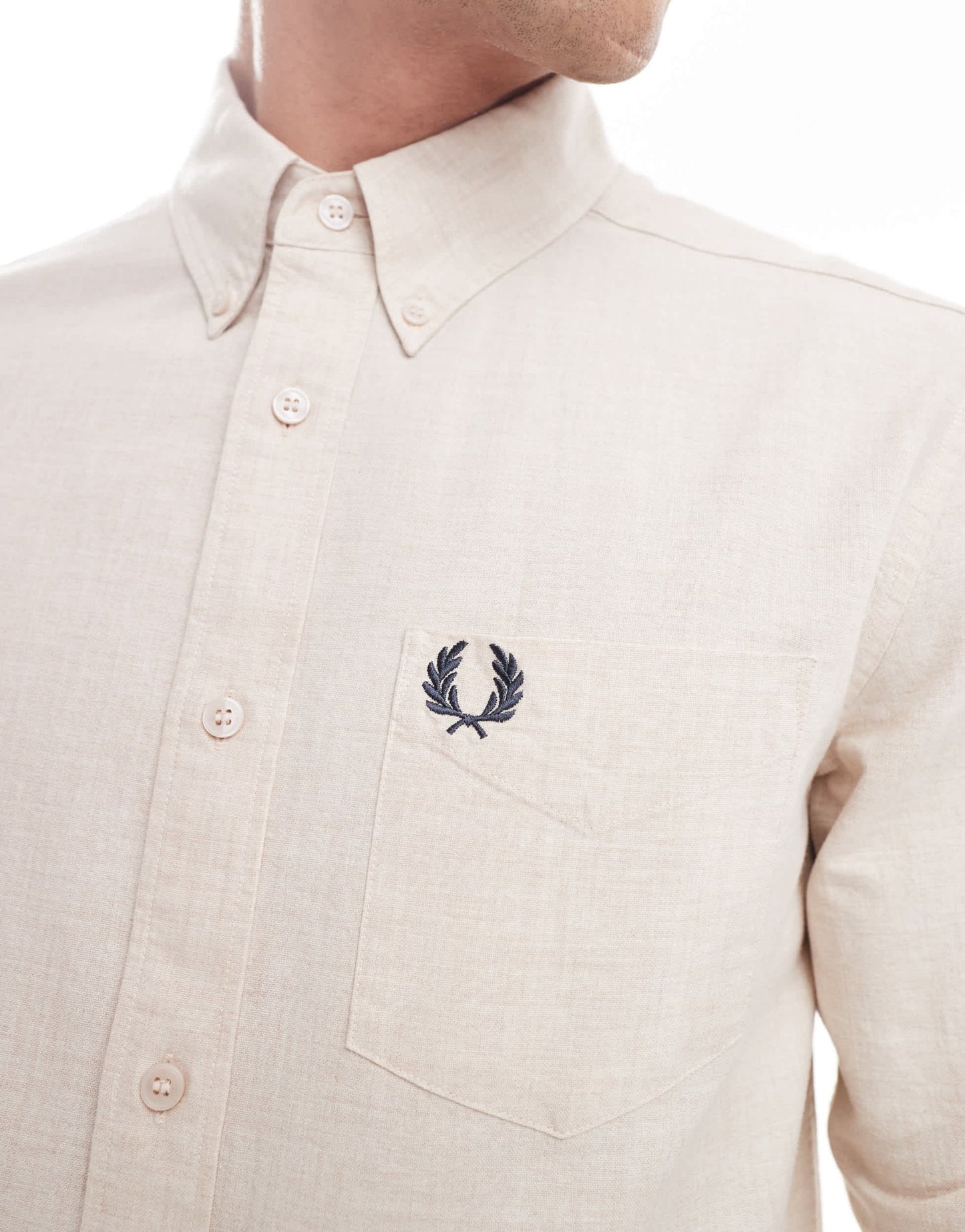 Fred Perry long sleeve oxford shirt in off white - ASOS Sample Sale EU Store