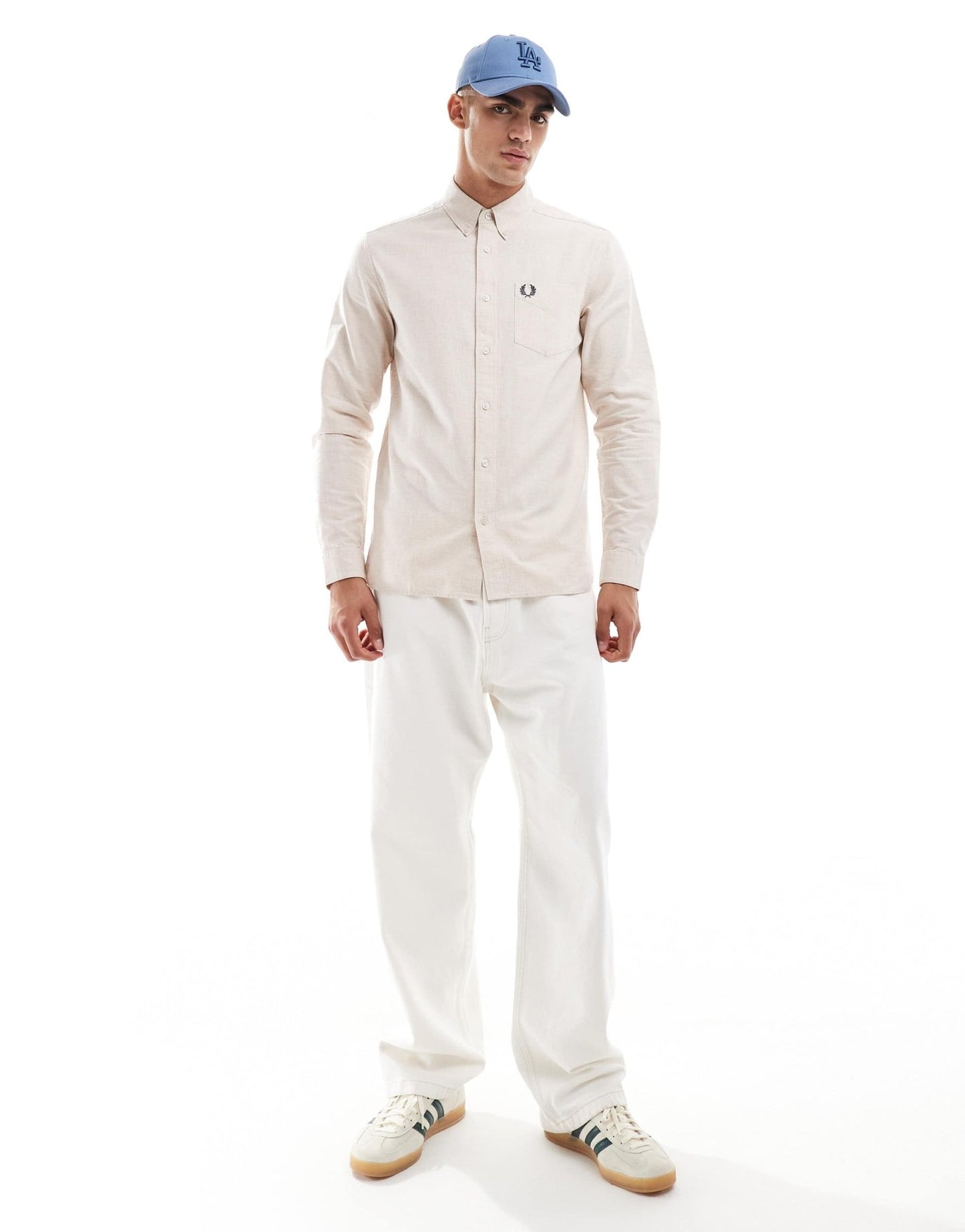Fred Perry long sleeve oxford shirt in off white - ASOS Sample Sale EU Store