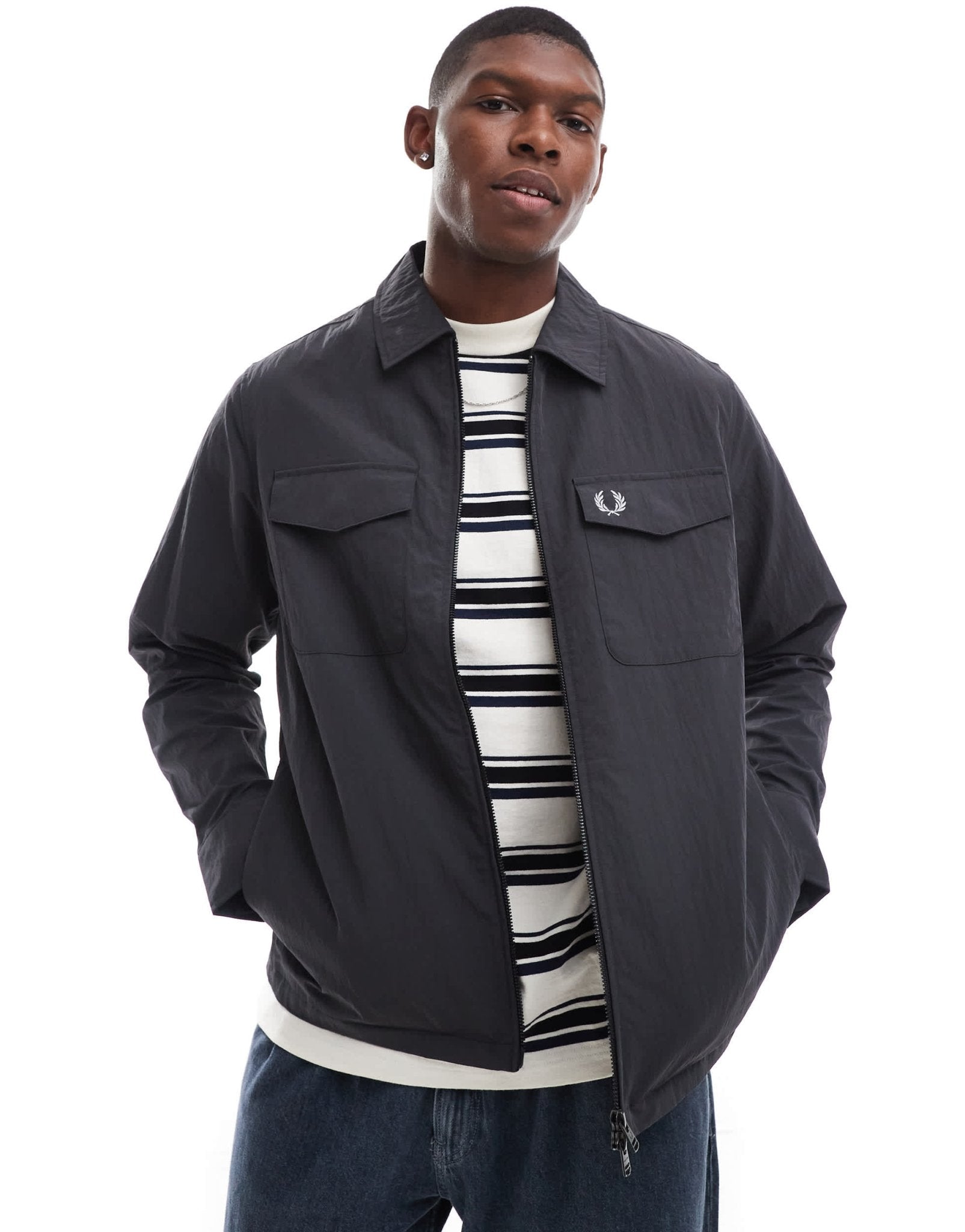 Fred Perry long sleeve techical overshirt in grey - ASOS Sample Sale EU Store