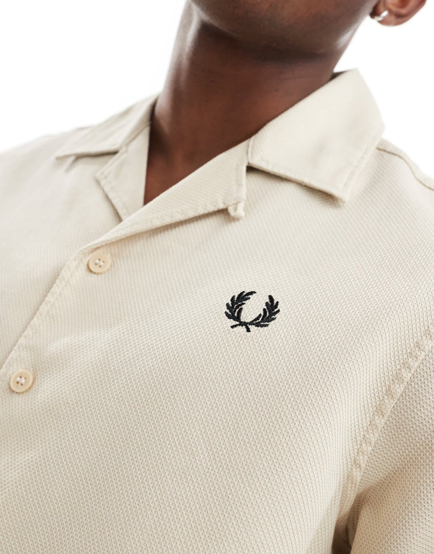 Fred Perry pique revere collar shirt in ecru - ASOS Sample Sale EU Store