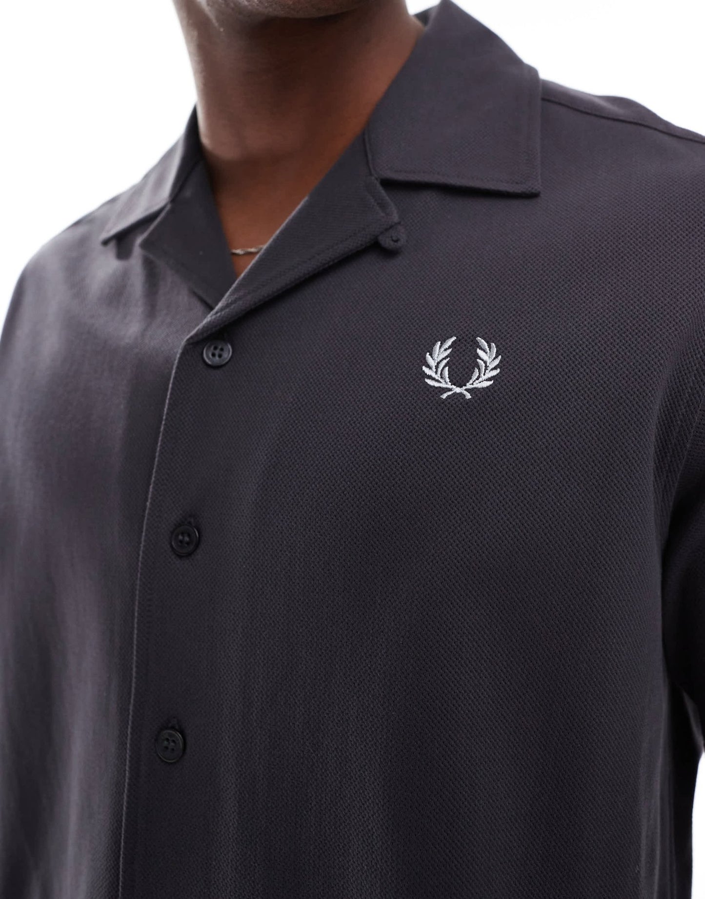 Fred Perry short sleeve revere collared shirt in grey - ASOS Sample Sale EU Store